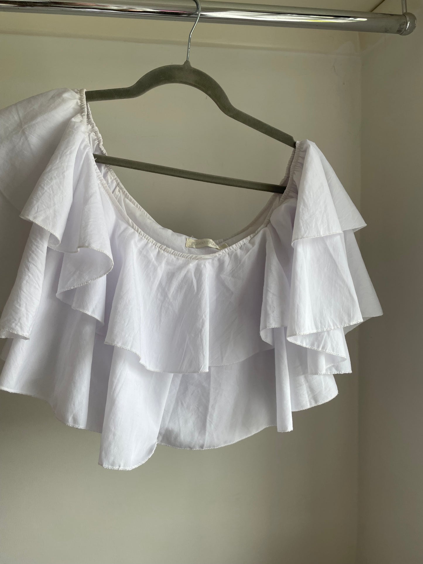 White Ruffle Top - Size L