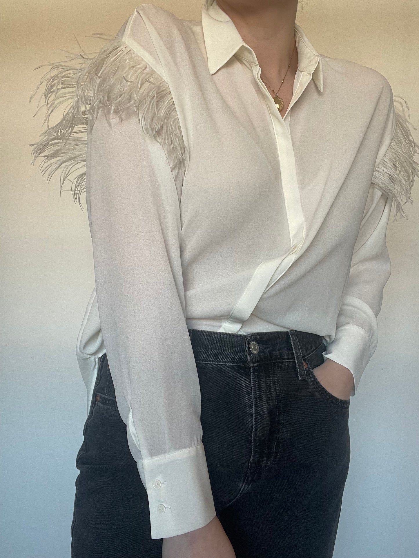 Zara Feather Shirt - Size M