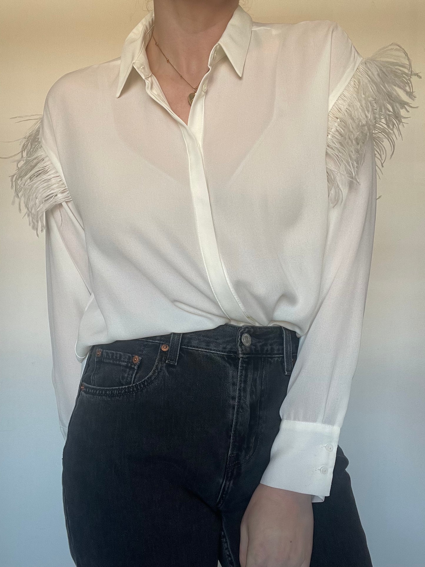 Zara Feather Shirt - Size M