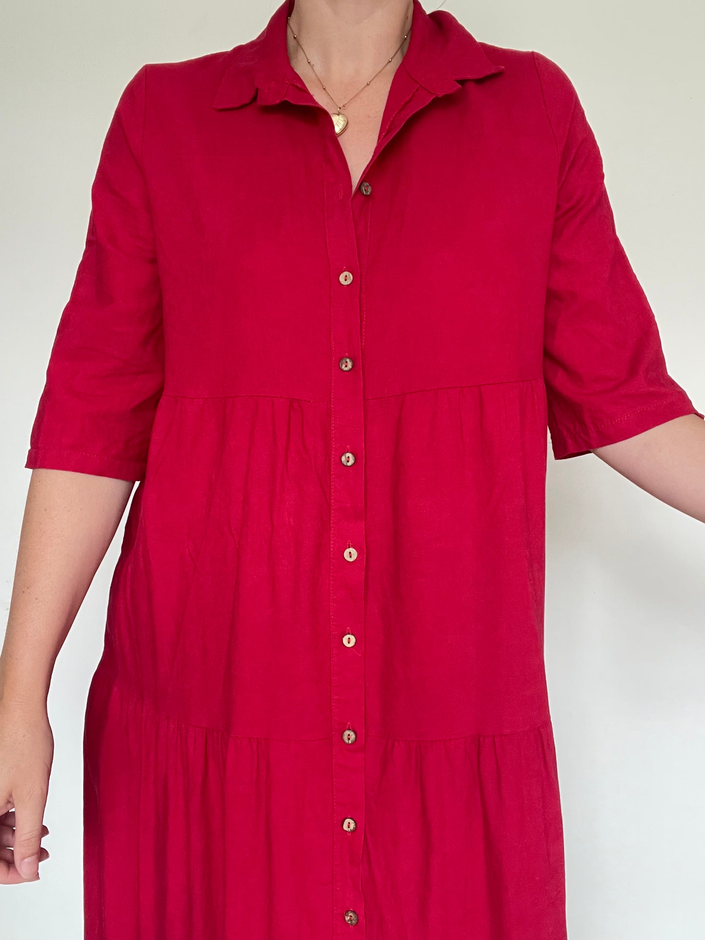 Linen Midi Dress - Size 12