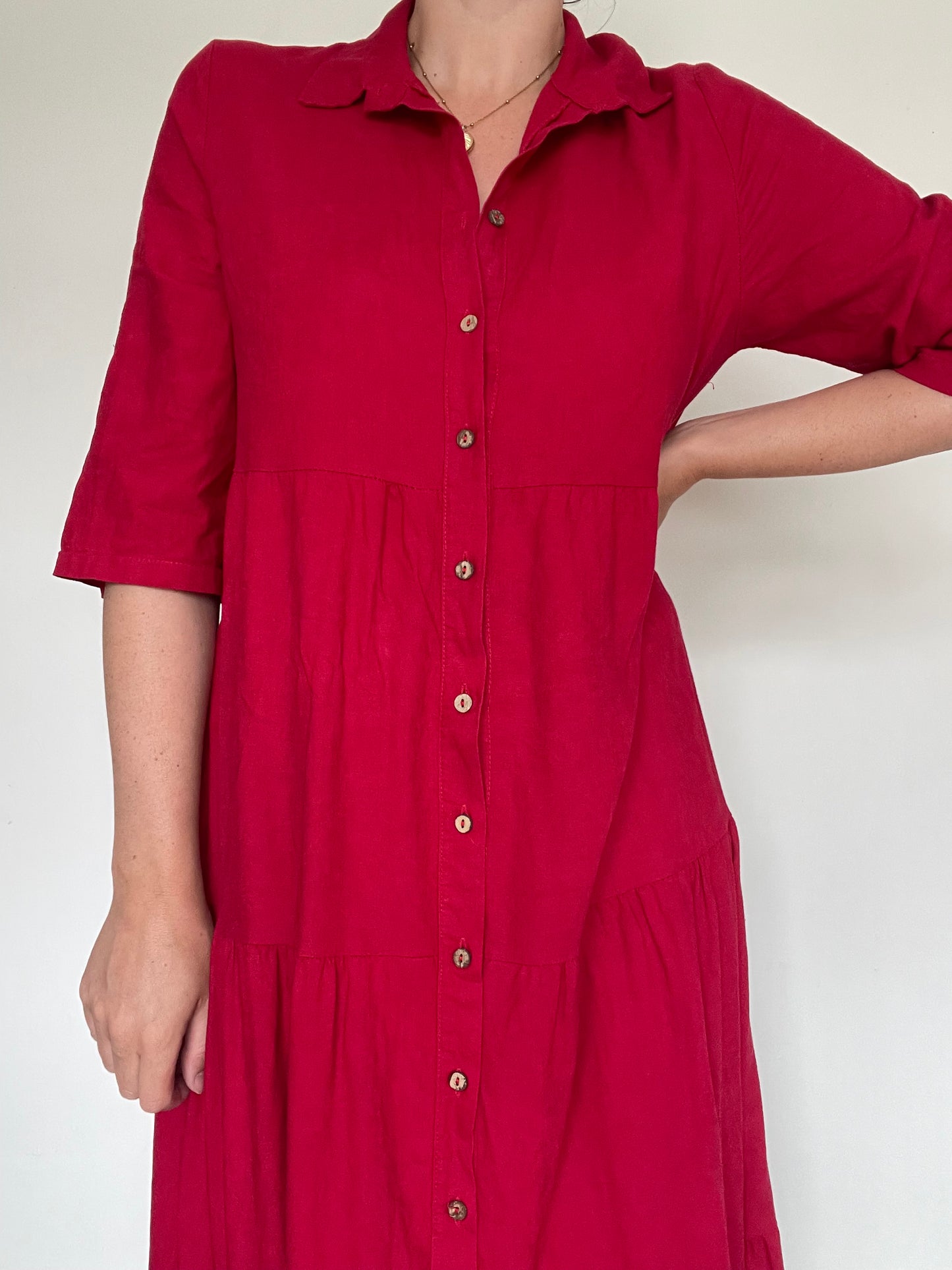 Linen Midi Dress - Size 12