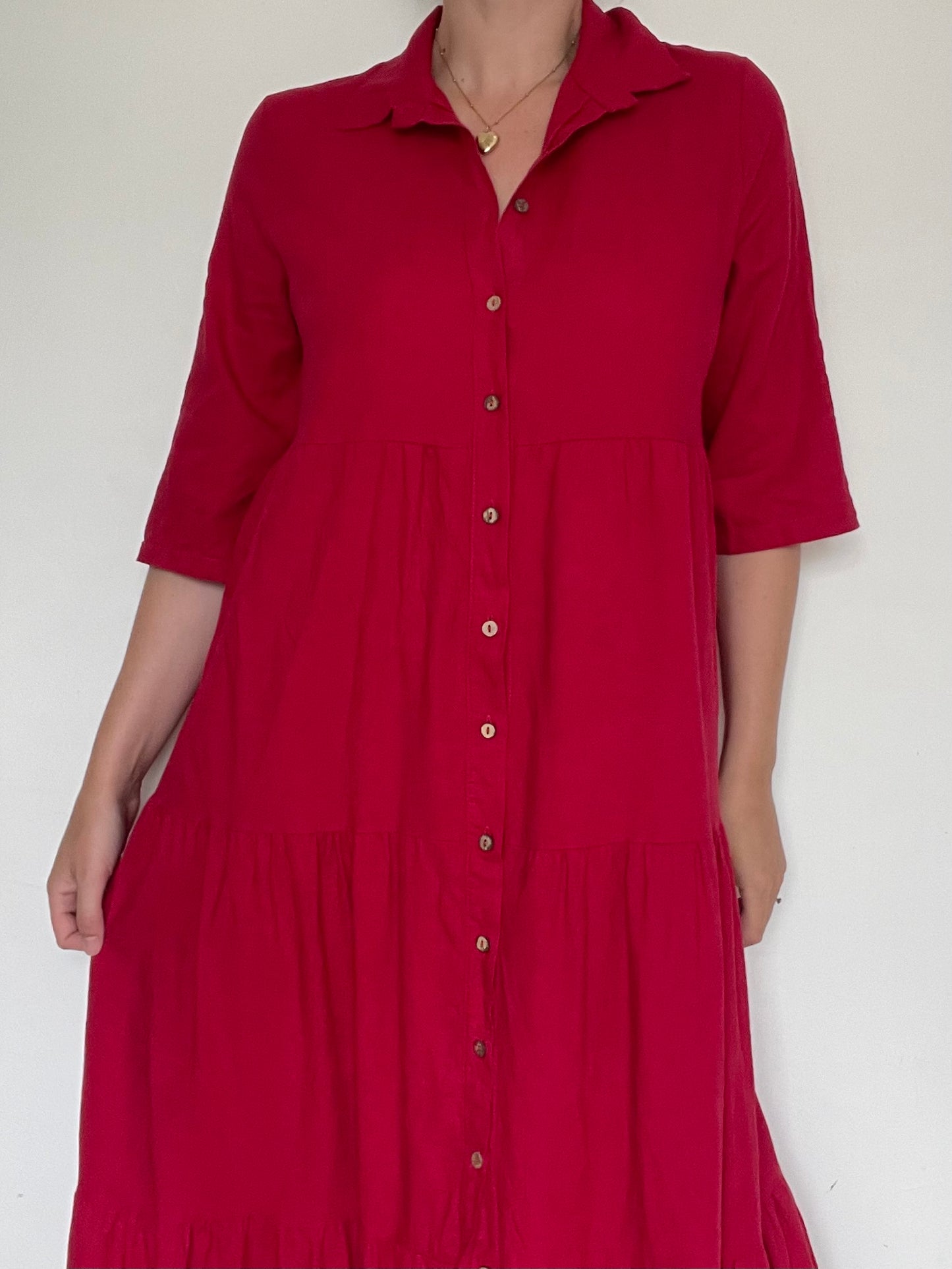 Linen Midi Dress - Size 12