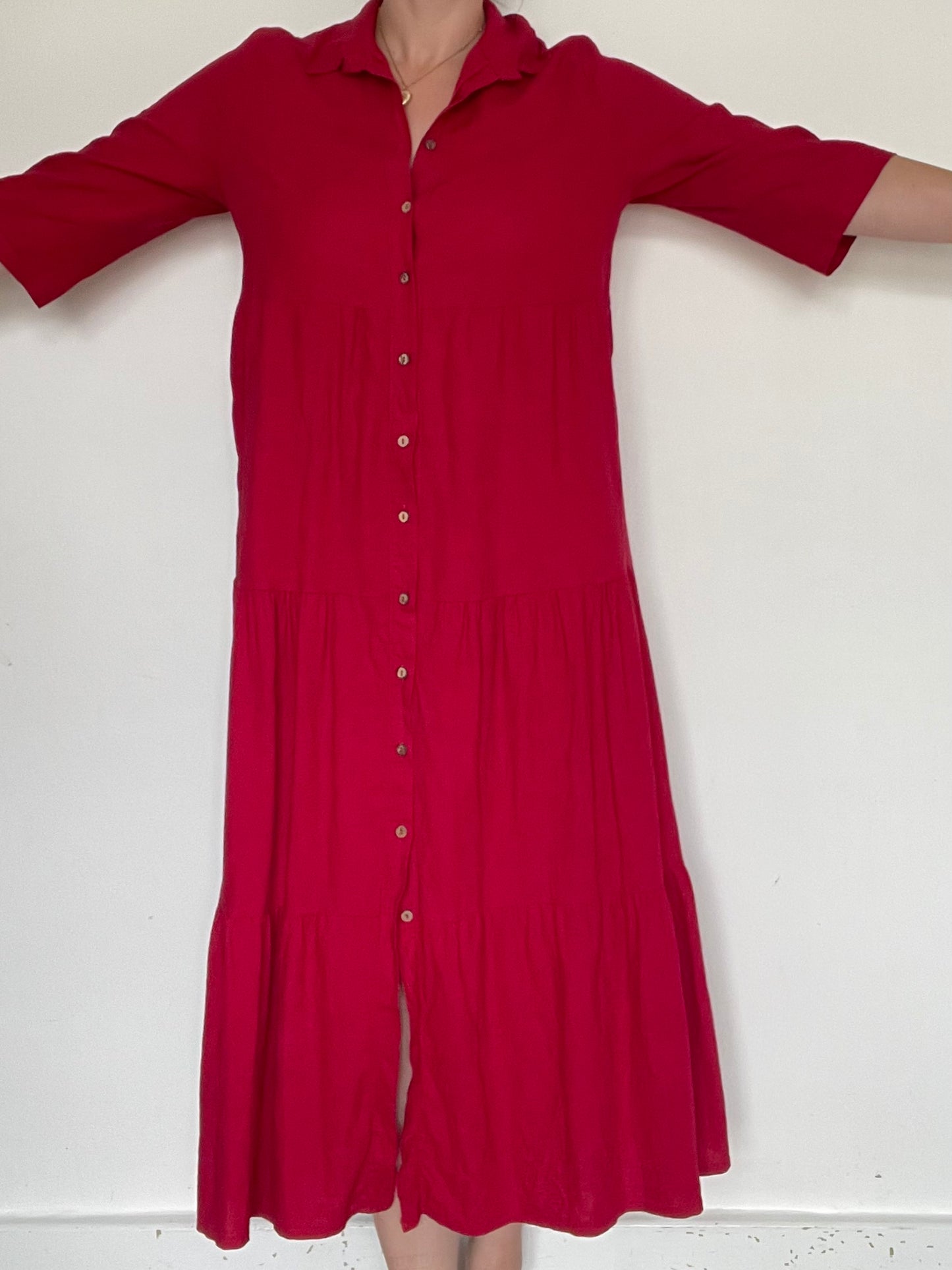 Linen Midi Dress - Size 12