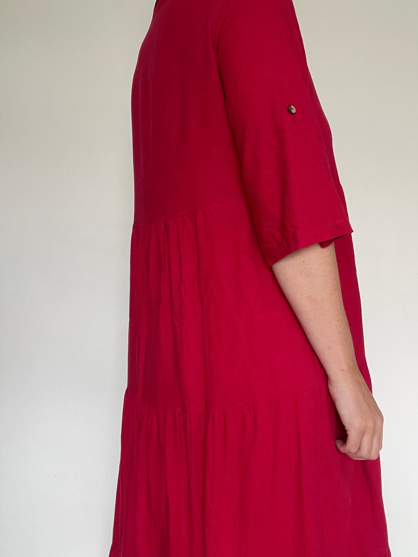 Linen Midi Dress - Size 12