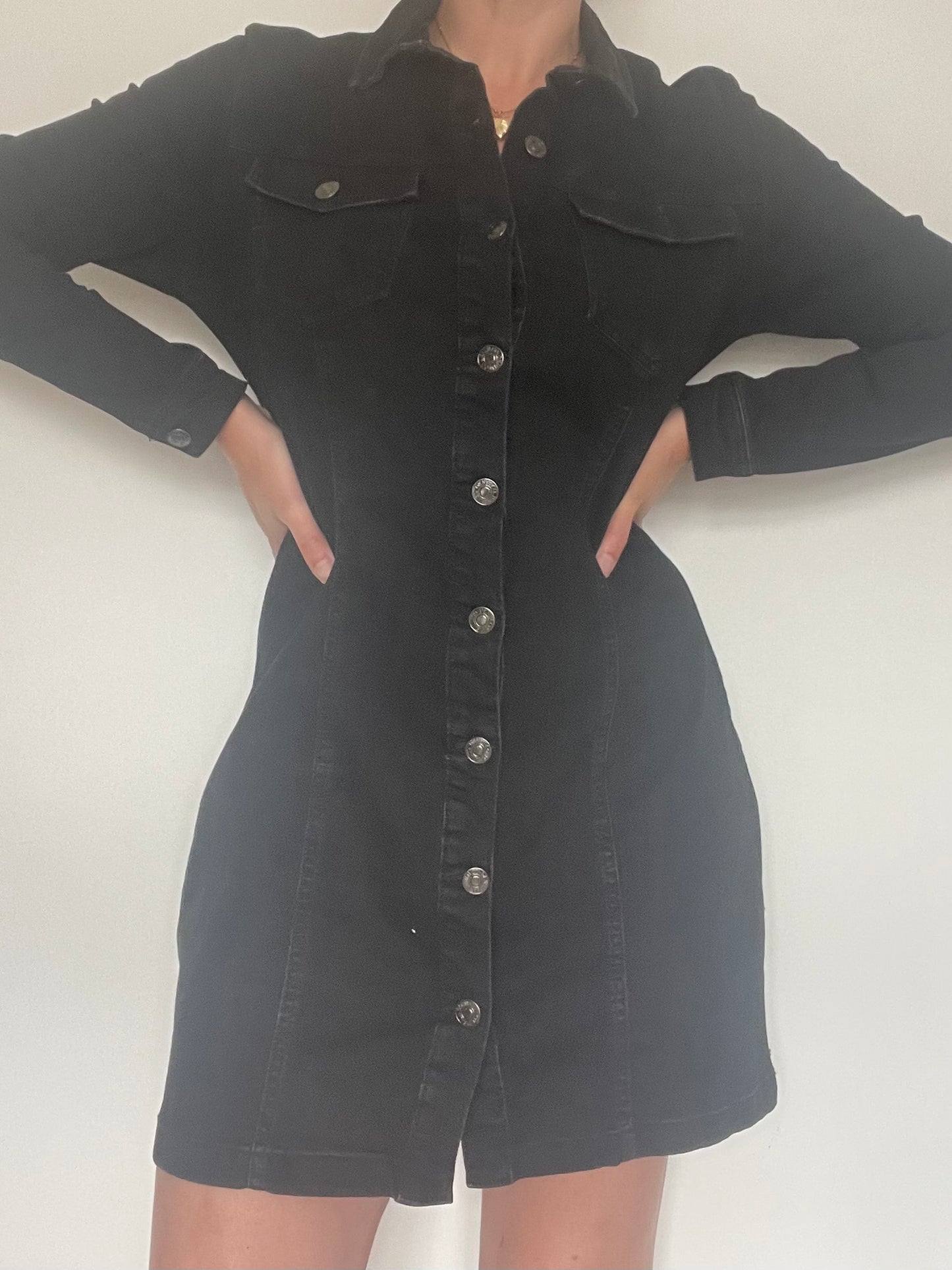 Black Denim Dress - Size 14