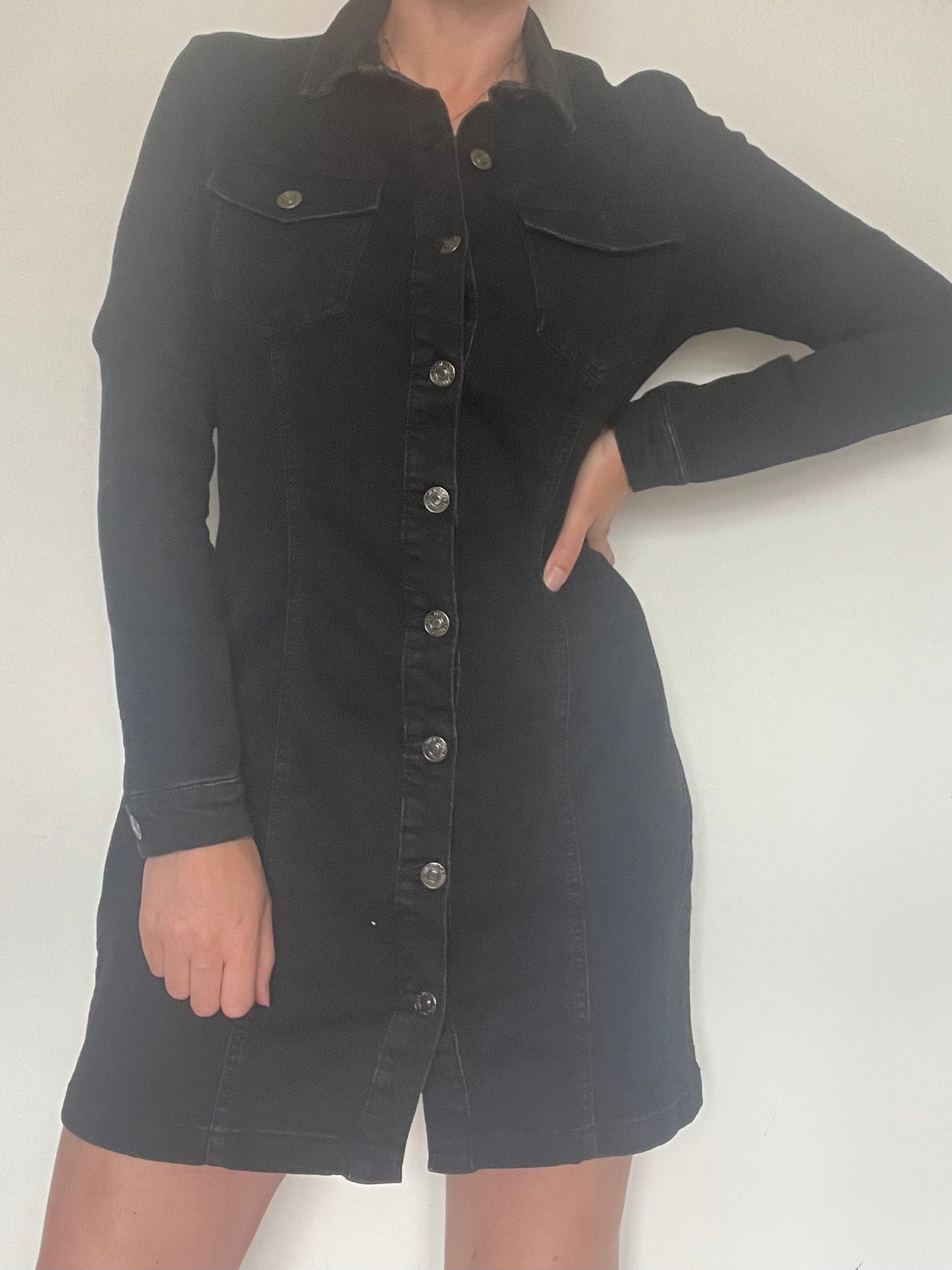 Black Denim Dress - Size 14