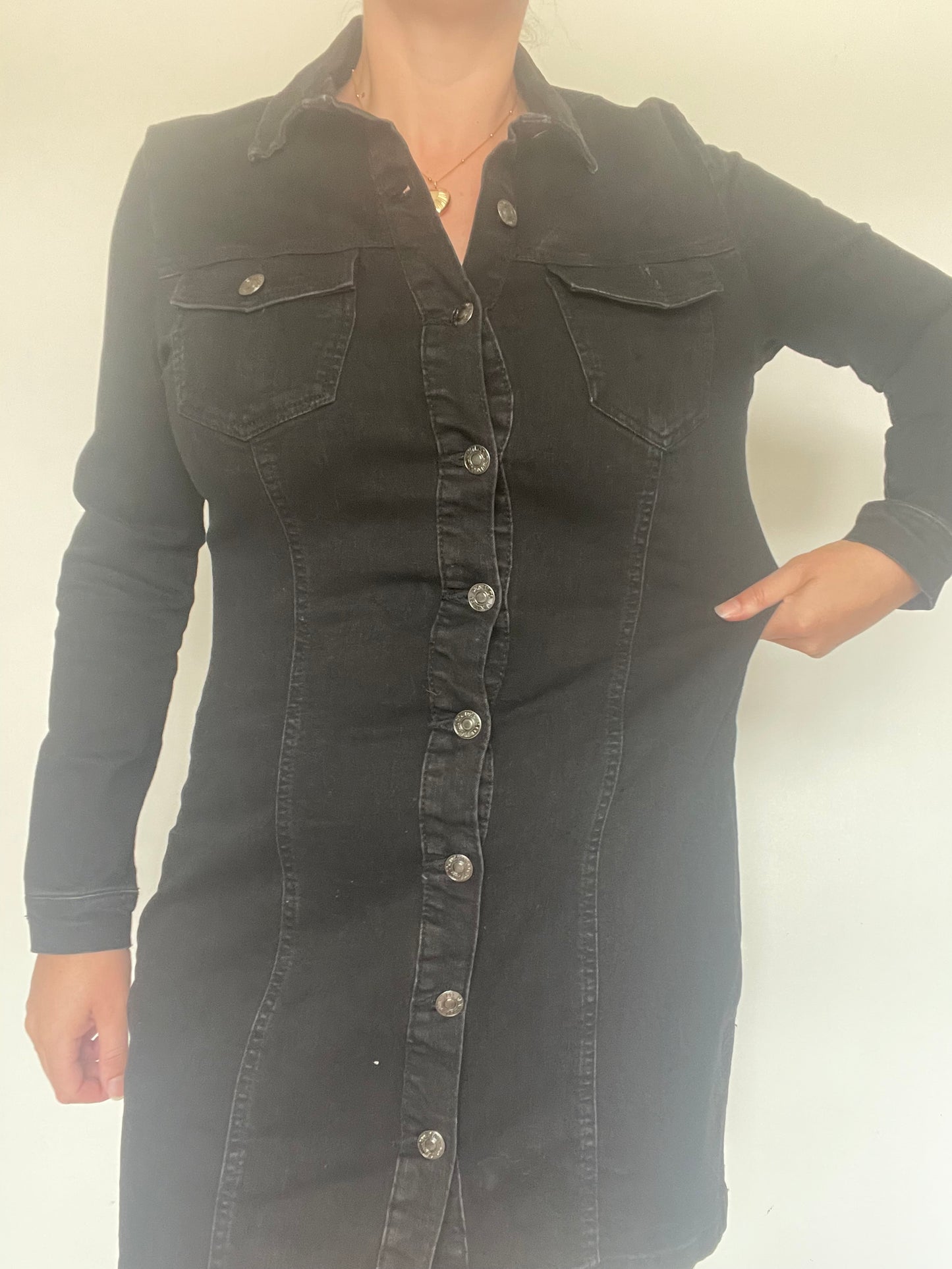 Black Denim Dress - Size 14