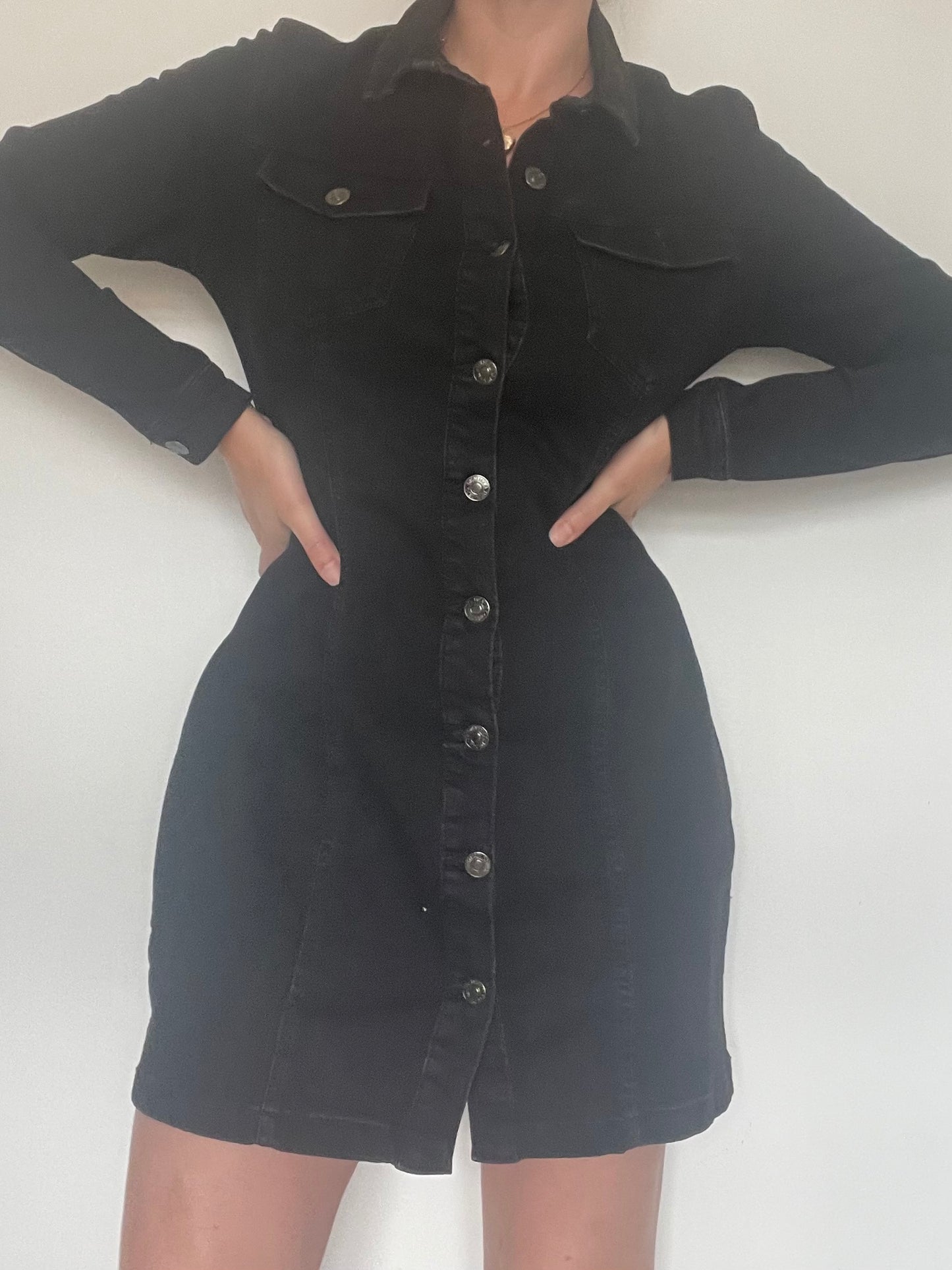 Black Denim Dress - Size 14