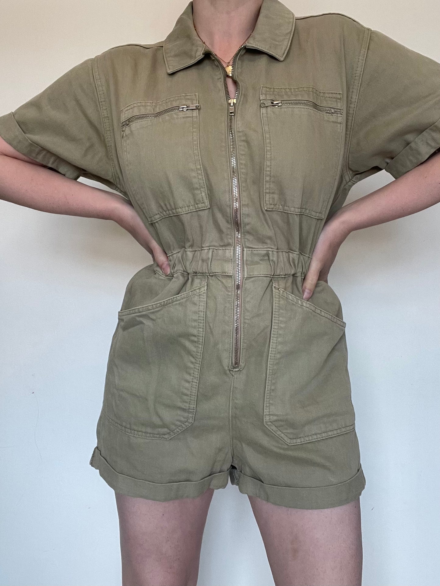 Topshop Denim Playsuit - Size 10