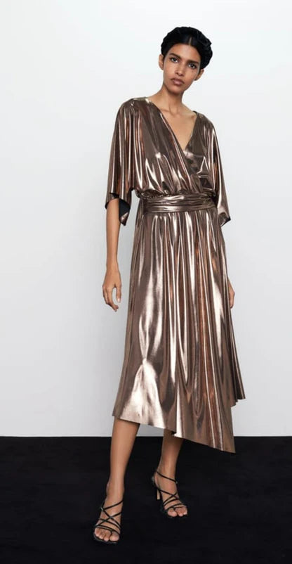 Zara Gold Dress RRP £49.99 - Size Small