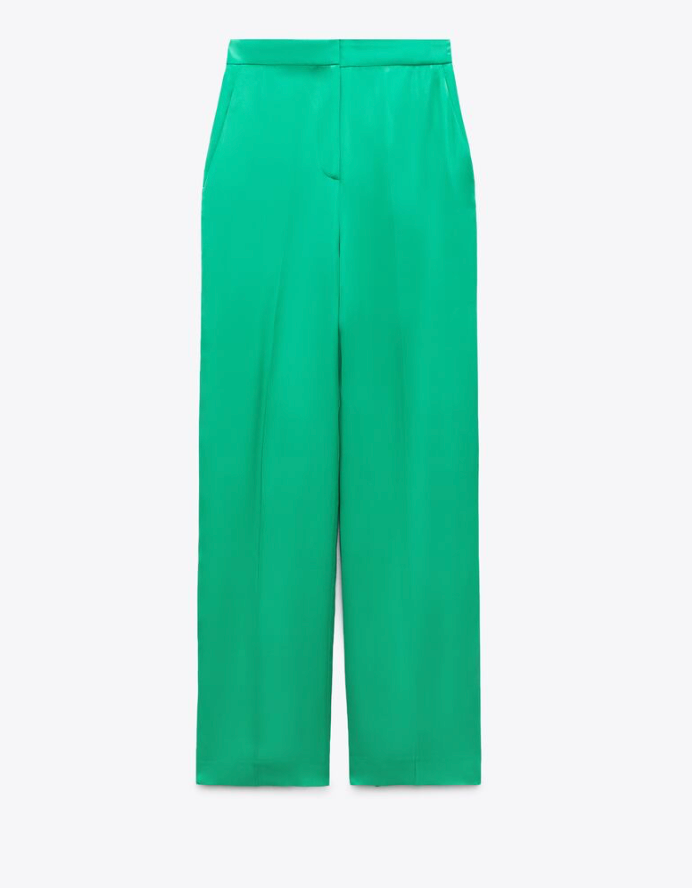 Zara Green Satin Trousers - Size Small Sister Sister Preloved Zara Green Satin Trousers - Size Small Sister Sister Preloved