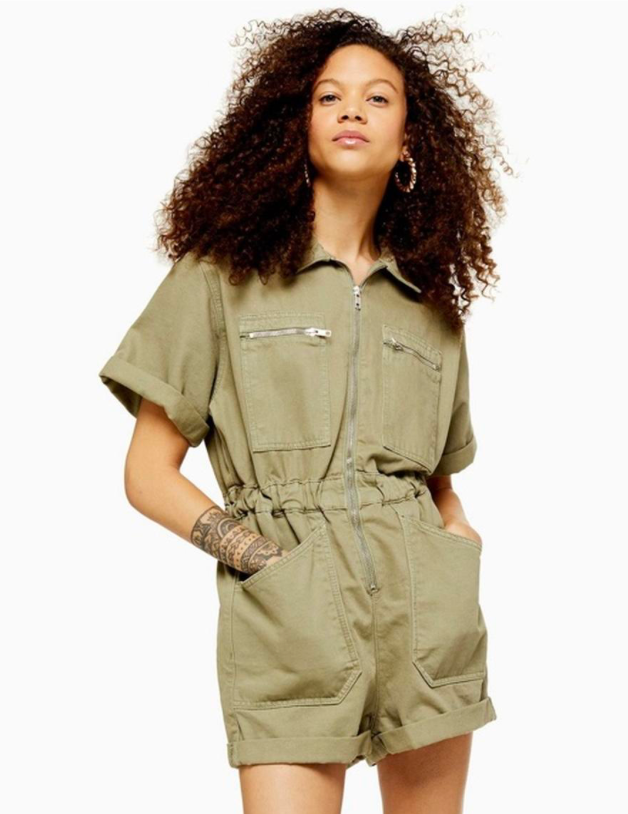 Topshop Denim Playsuit - Size 10