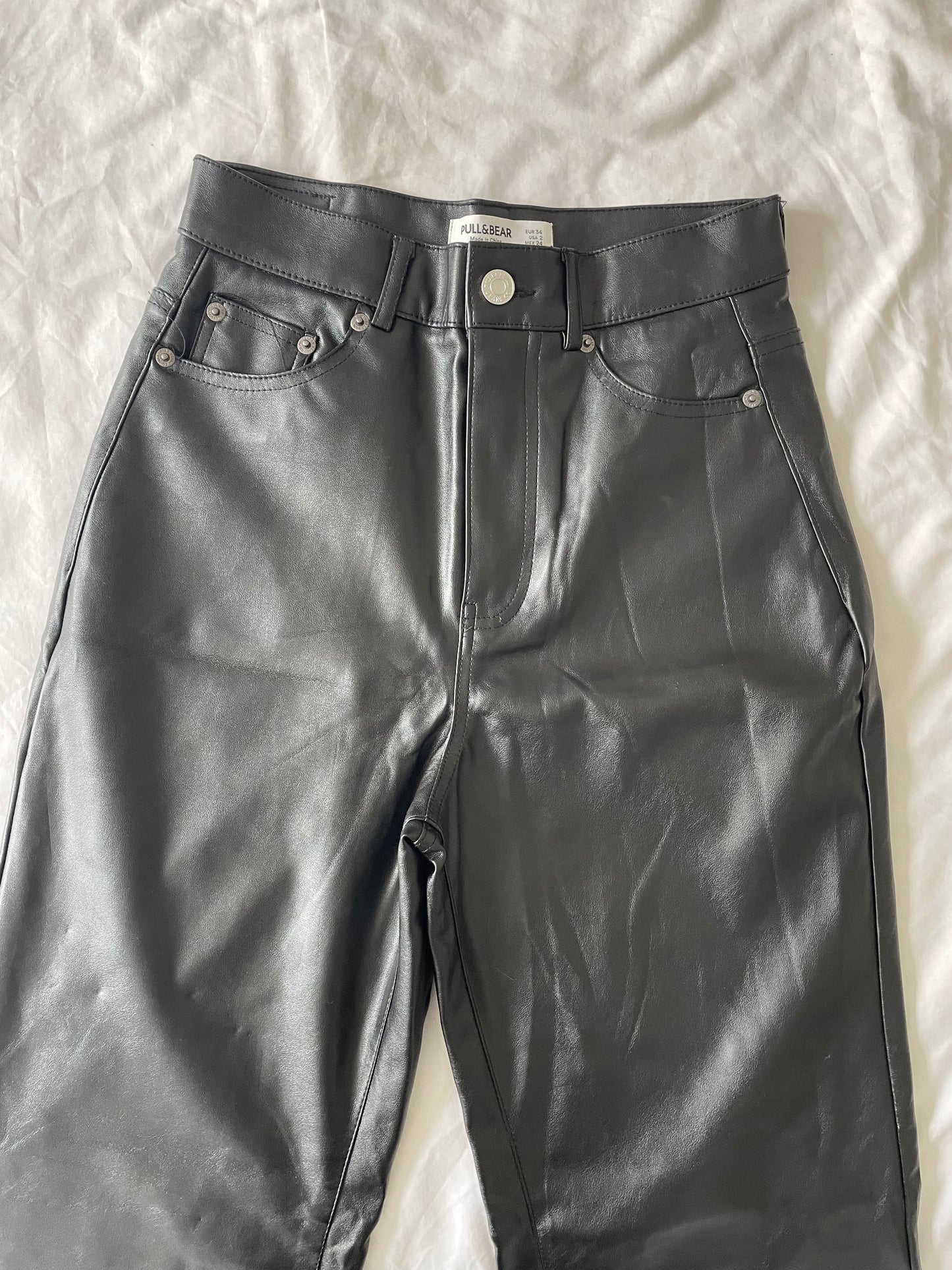 Pull & Bear Faux Leather Trousers - Size 6