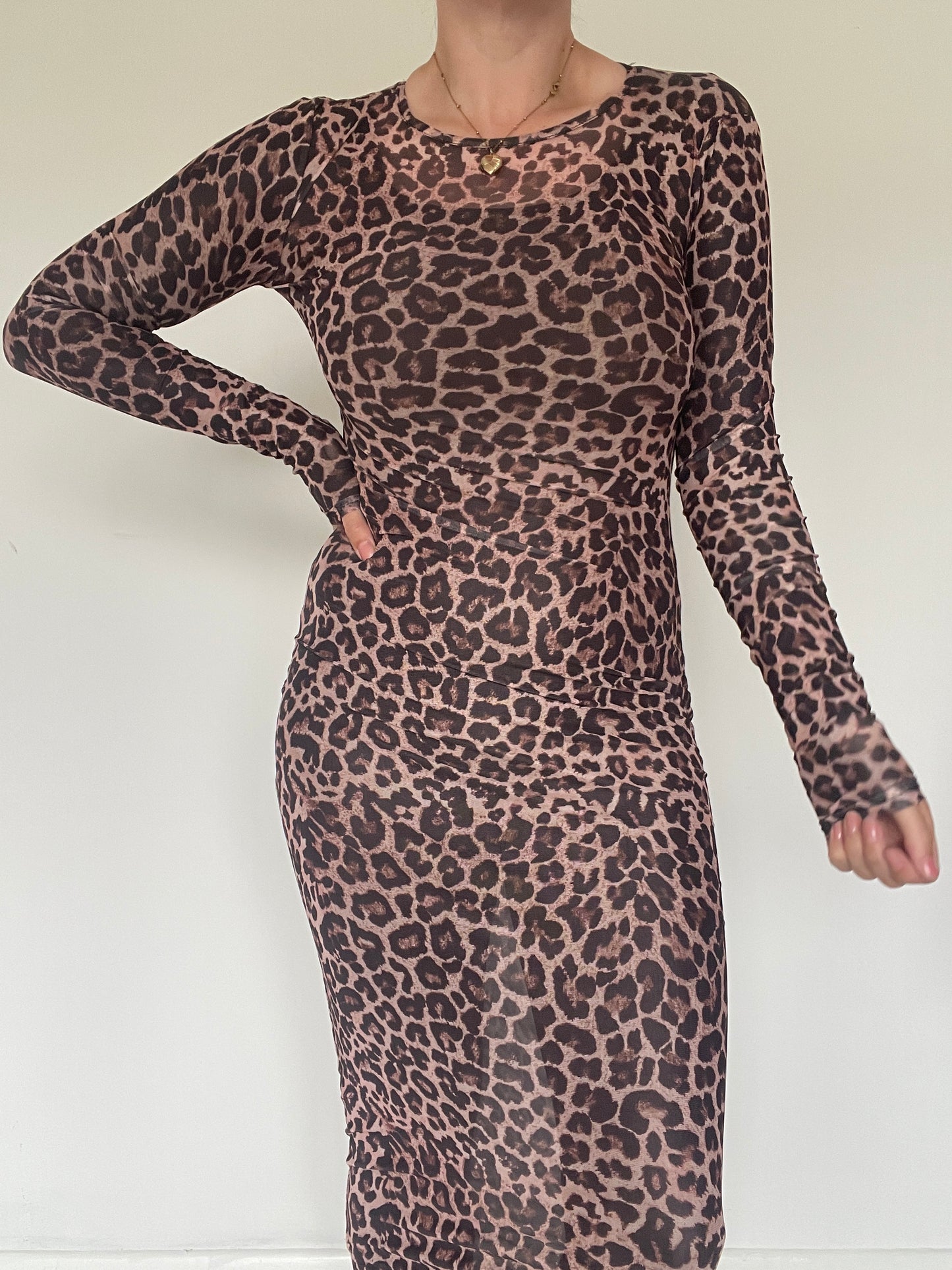 Leopard Mesh Dress - Size M