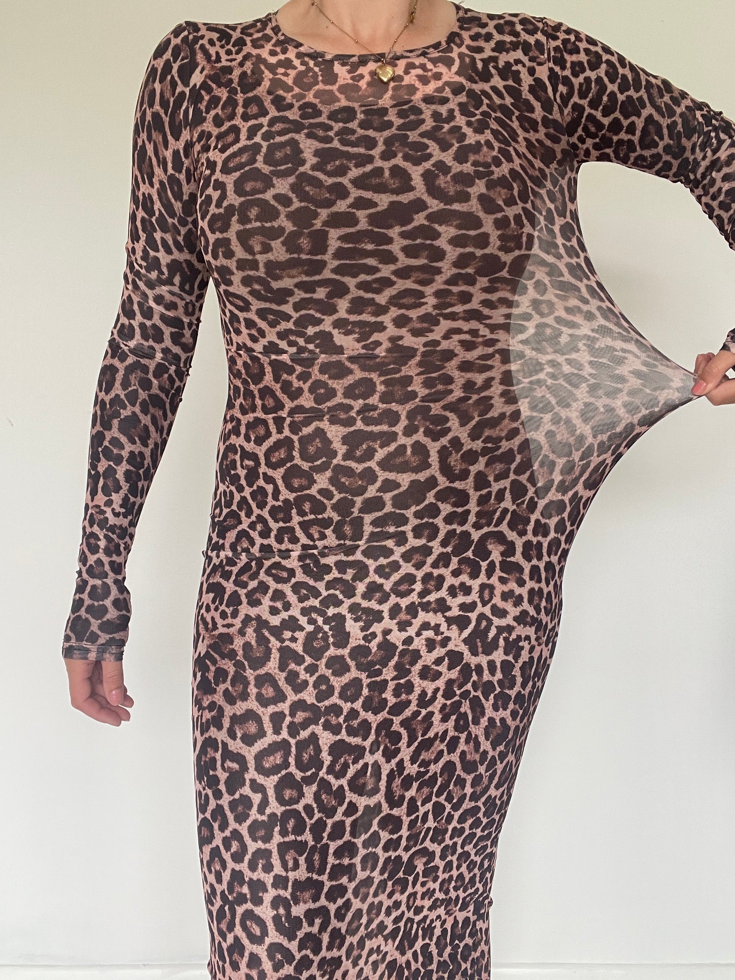 Leopard Mesh Dress - Size M