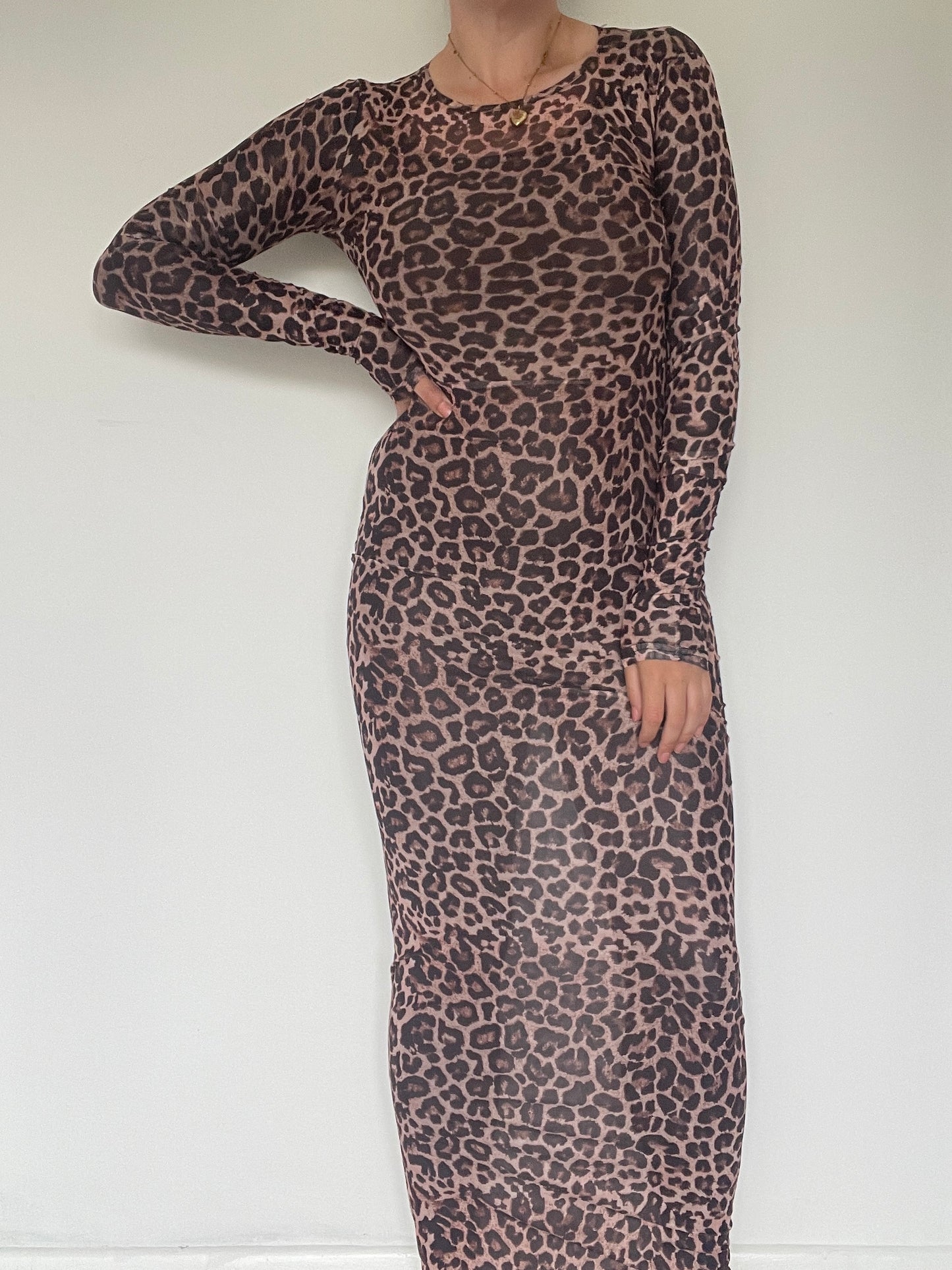 Leopard Mesh Dress - Size M