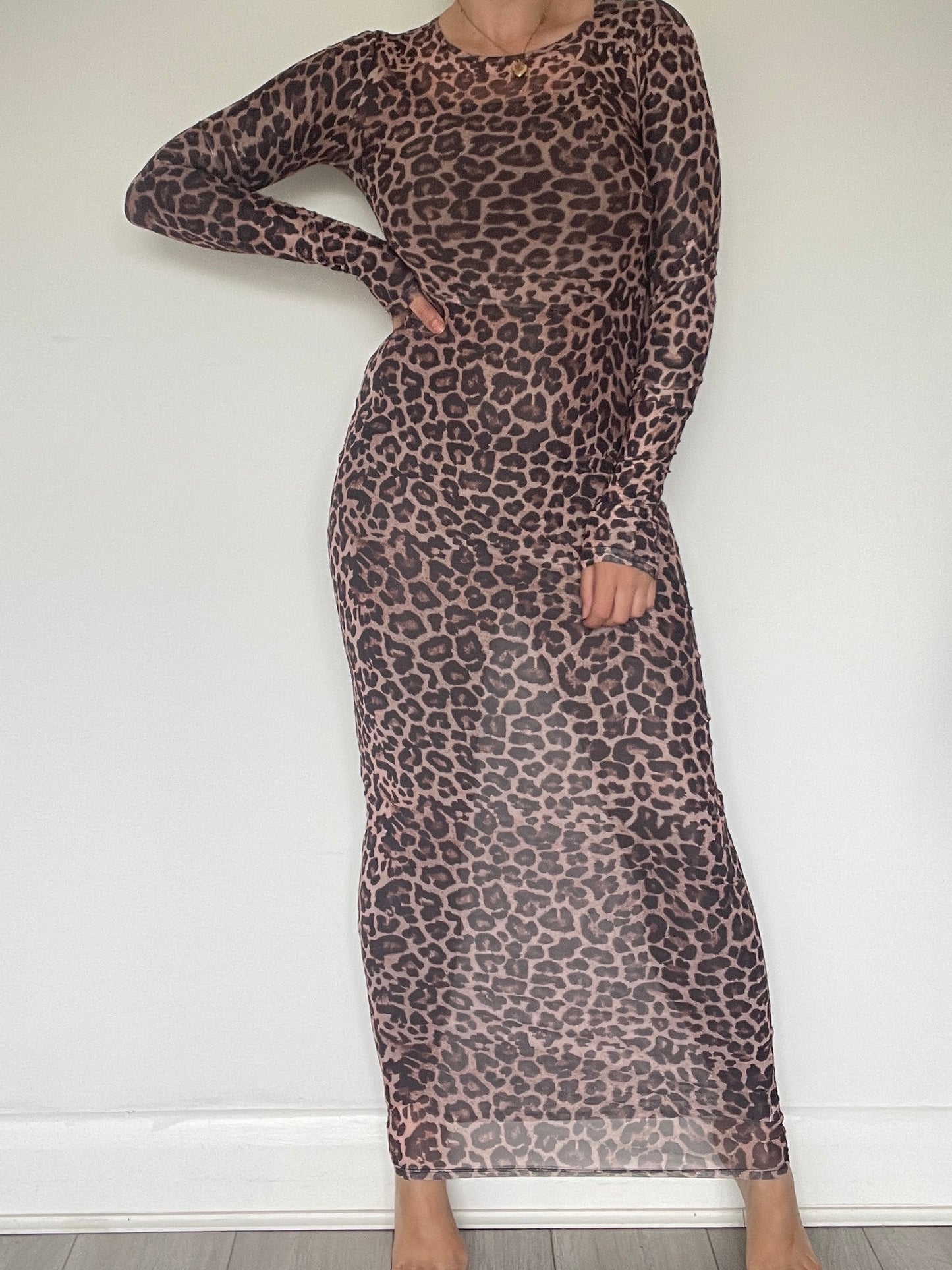 Leopard Mesh Dress - Size M