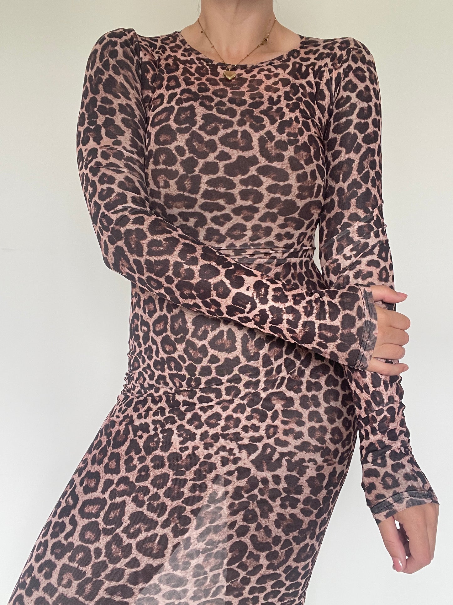 Leopard Mesh Dress - Size M