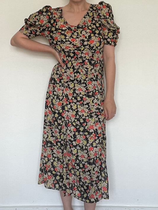 Topshop Floral Midi Dress - Size 8