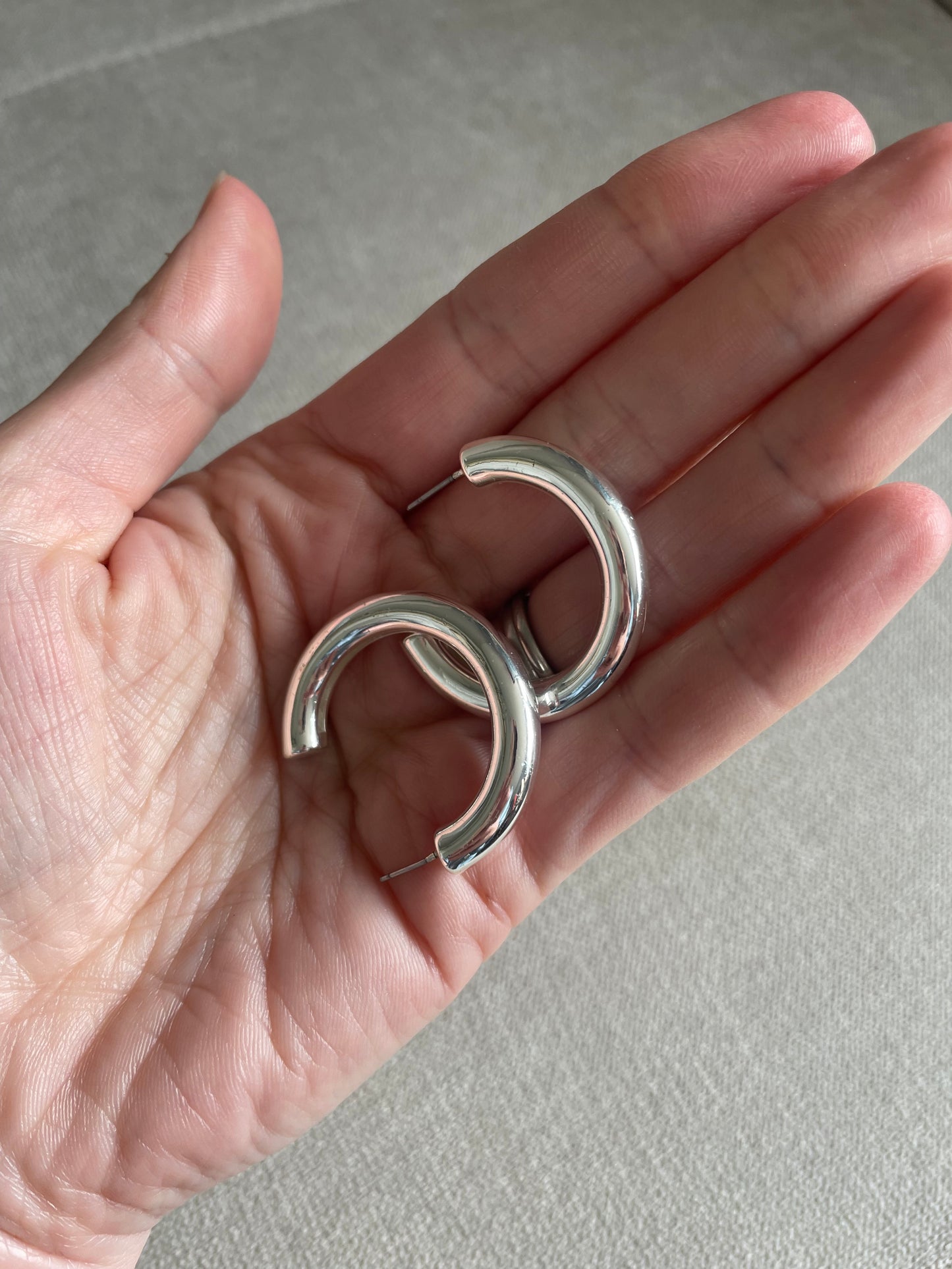 Silver Chunky Hoops