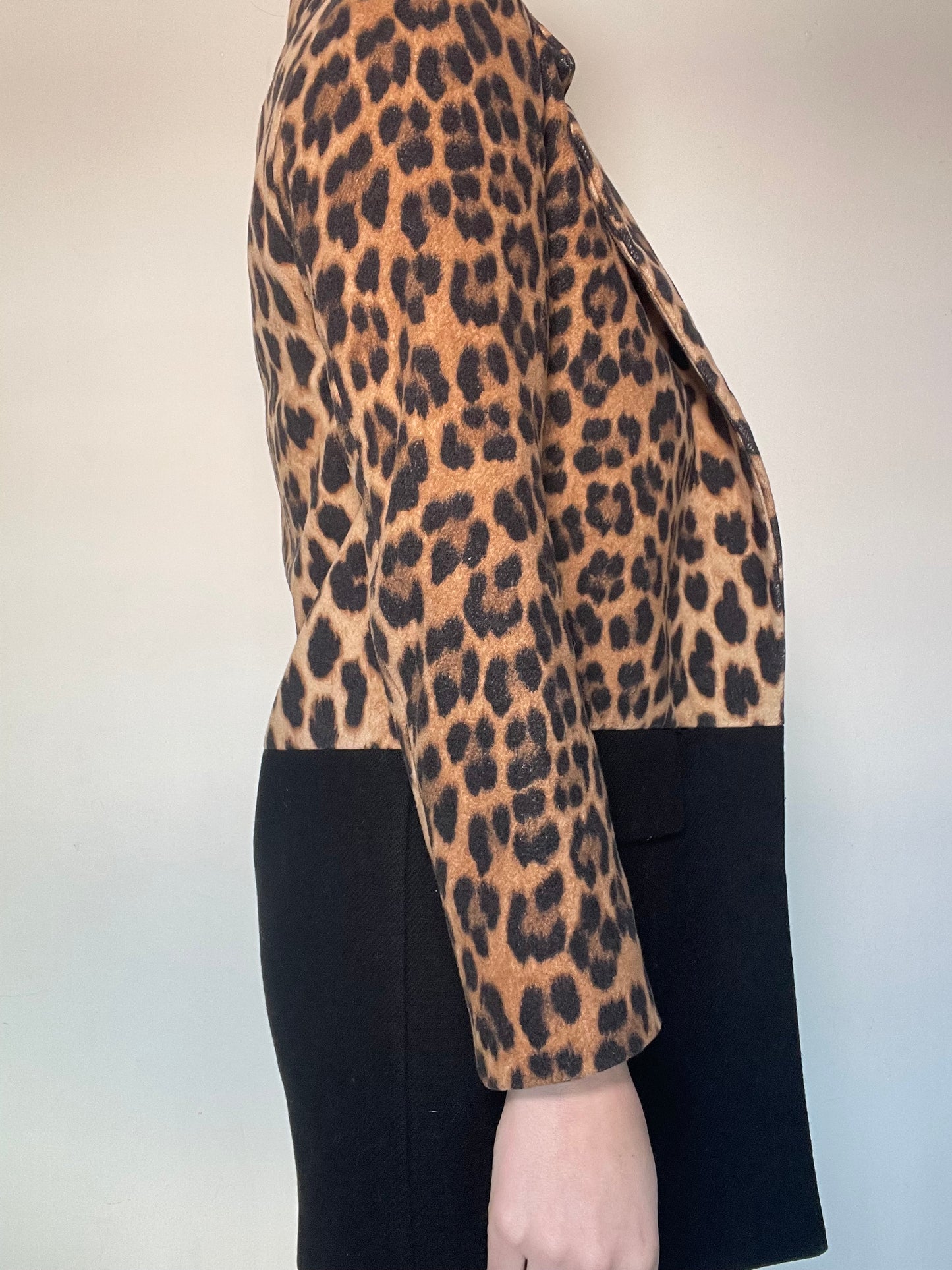 Zara Leopard & Black Coat - Size XS