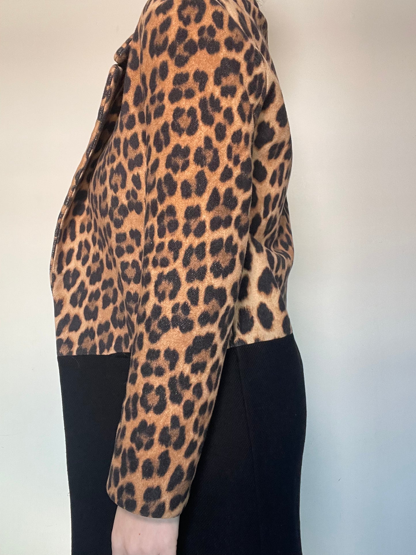 Zara Leopard & Black Coat - Size XS