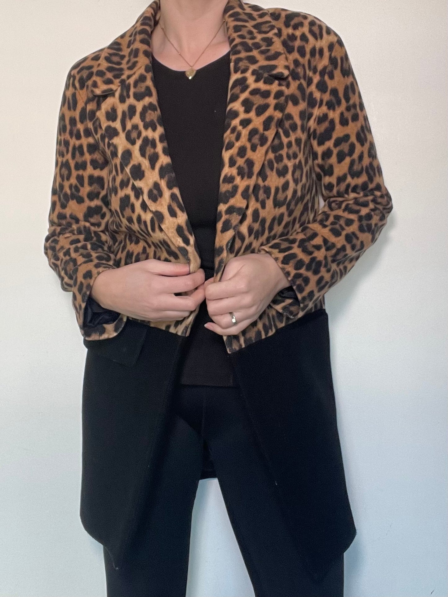 Zara Leopard & Black Coat - Size XS