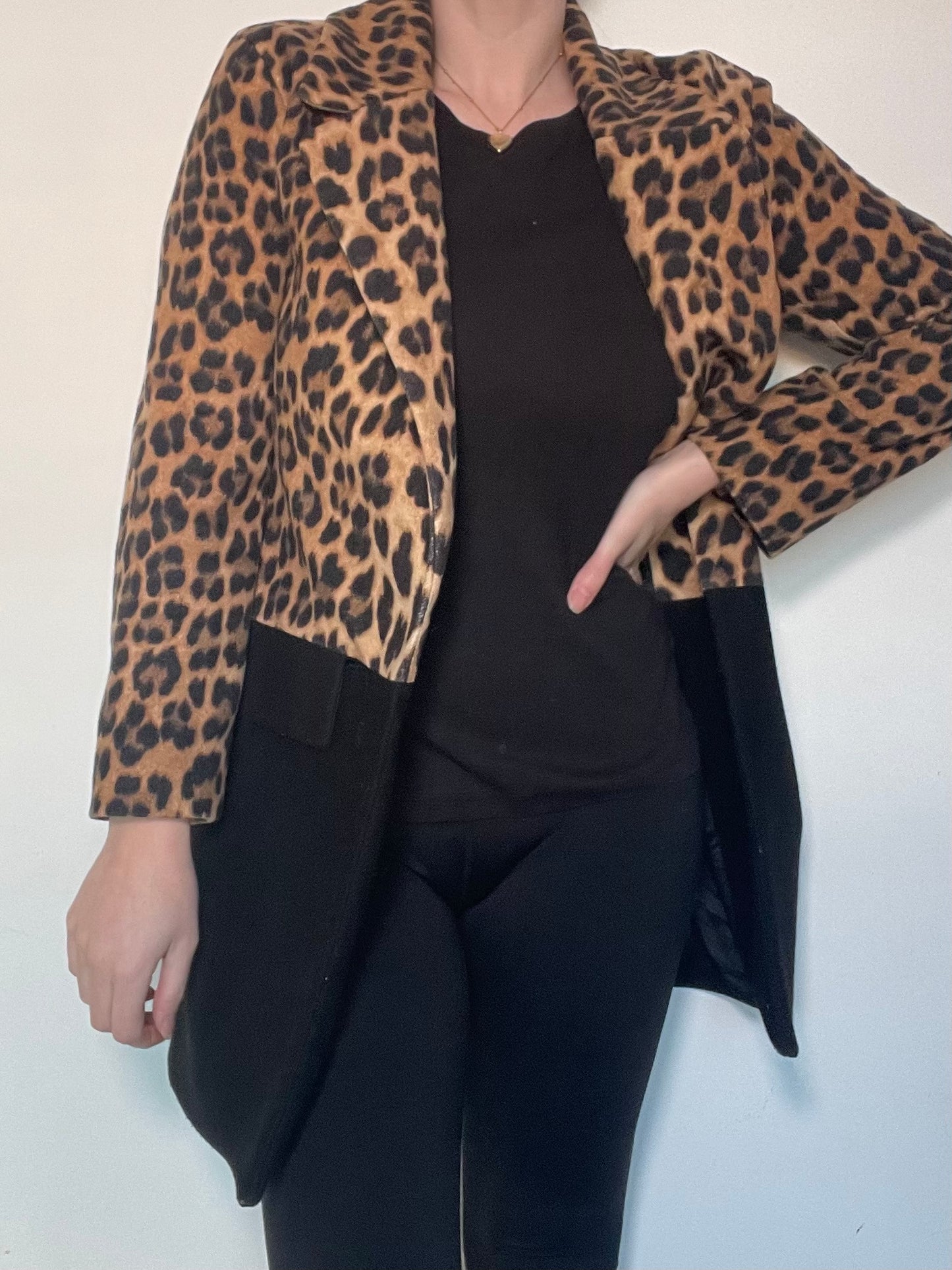 Zara Leopard & Black Coat - Size XS