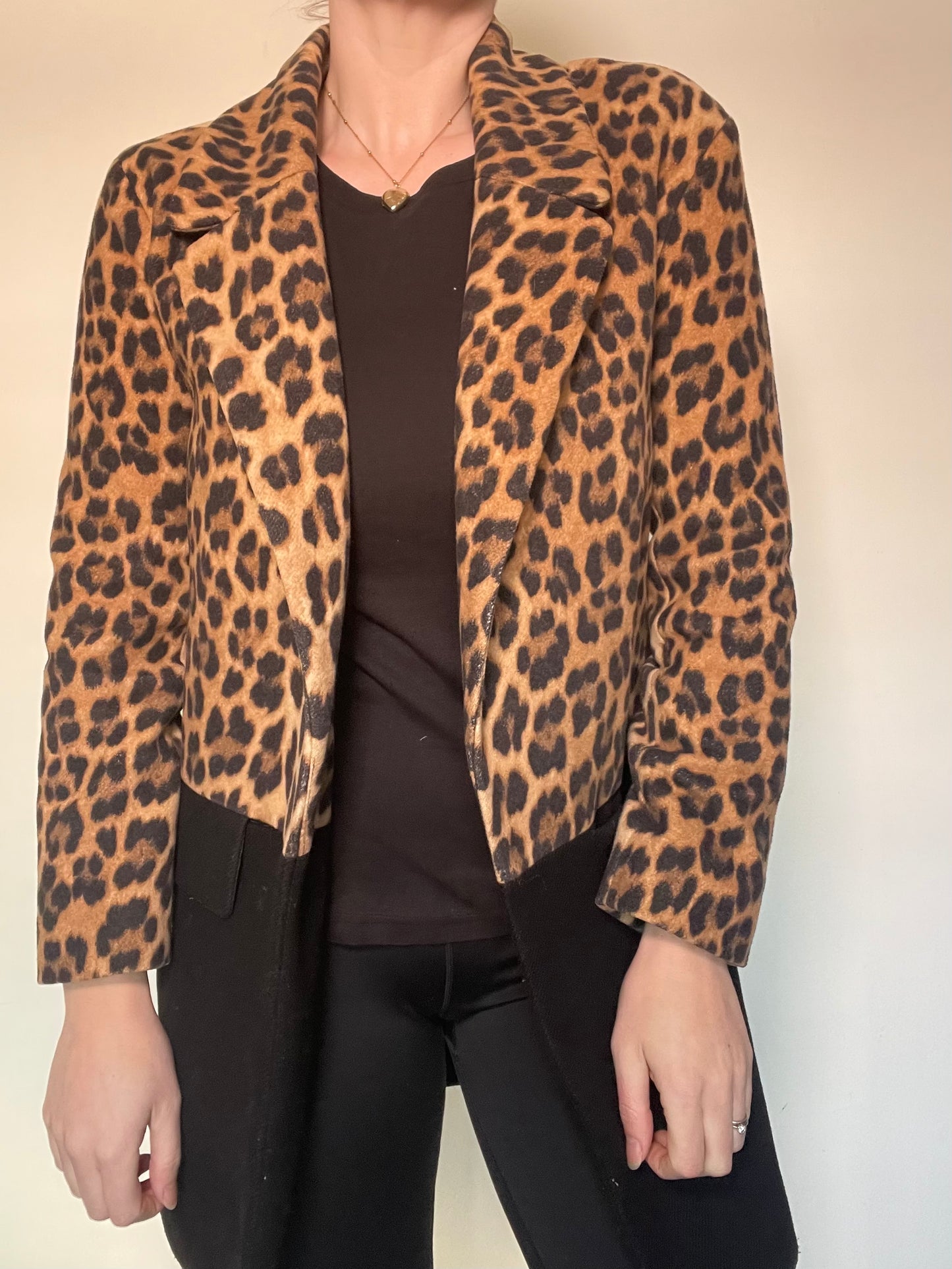 Zara Leopard & Black Coat - Size XS