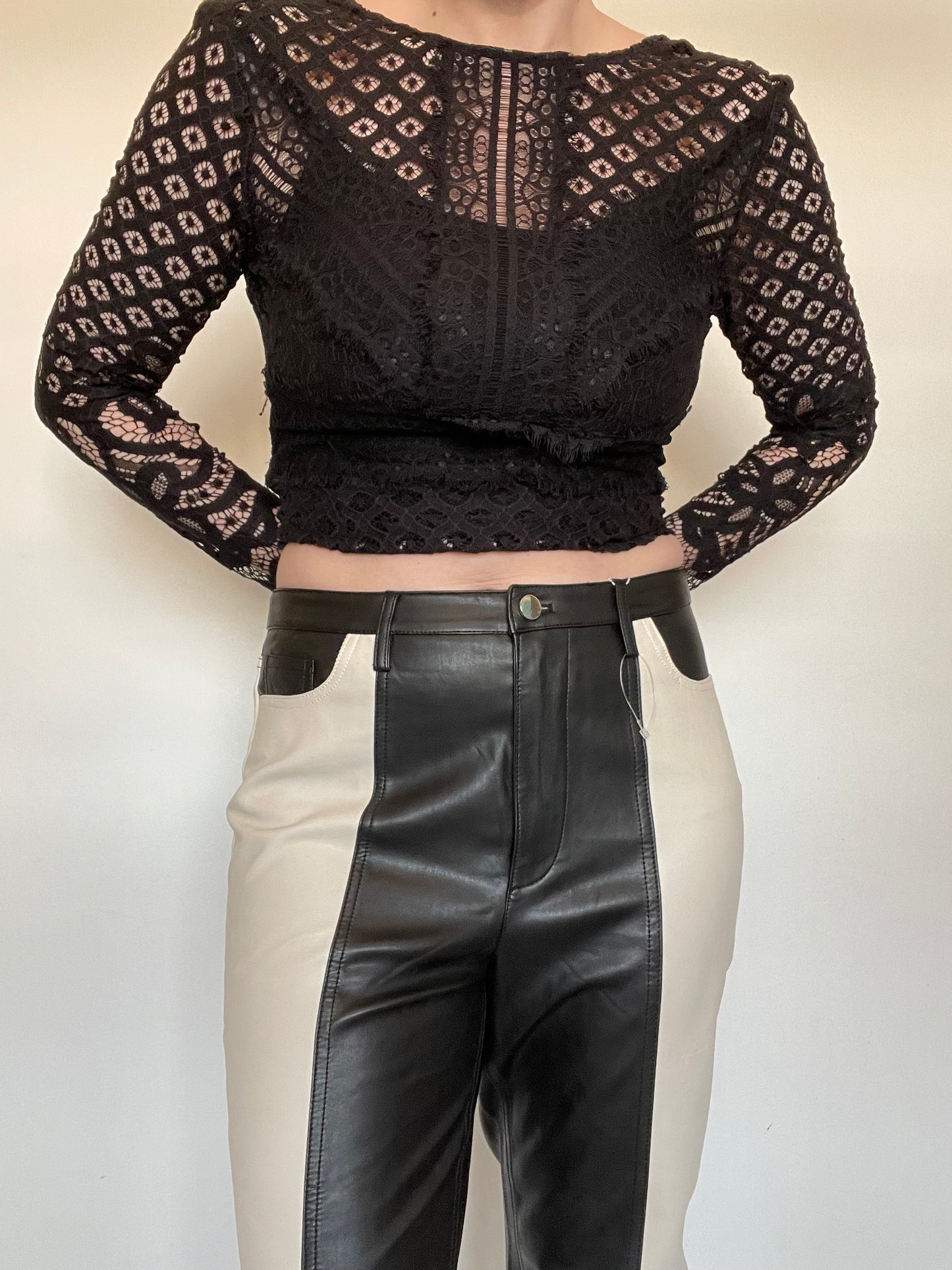 River Island Faux Leather Trousers - Size 12