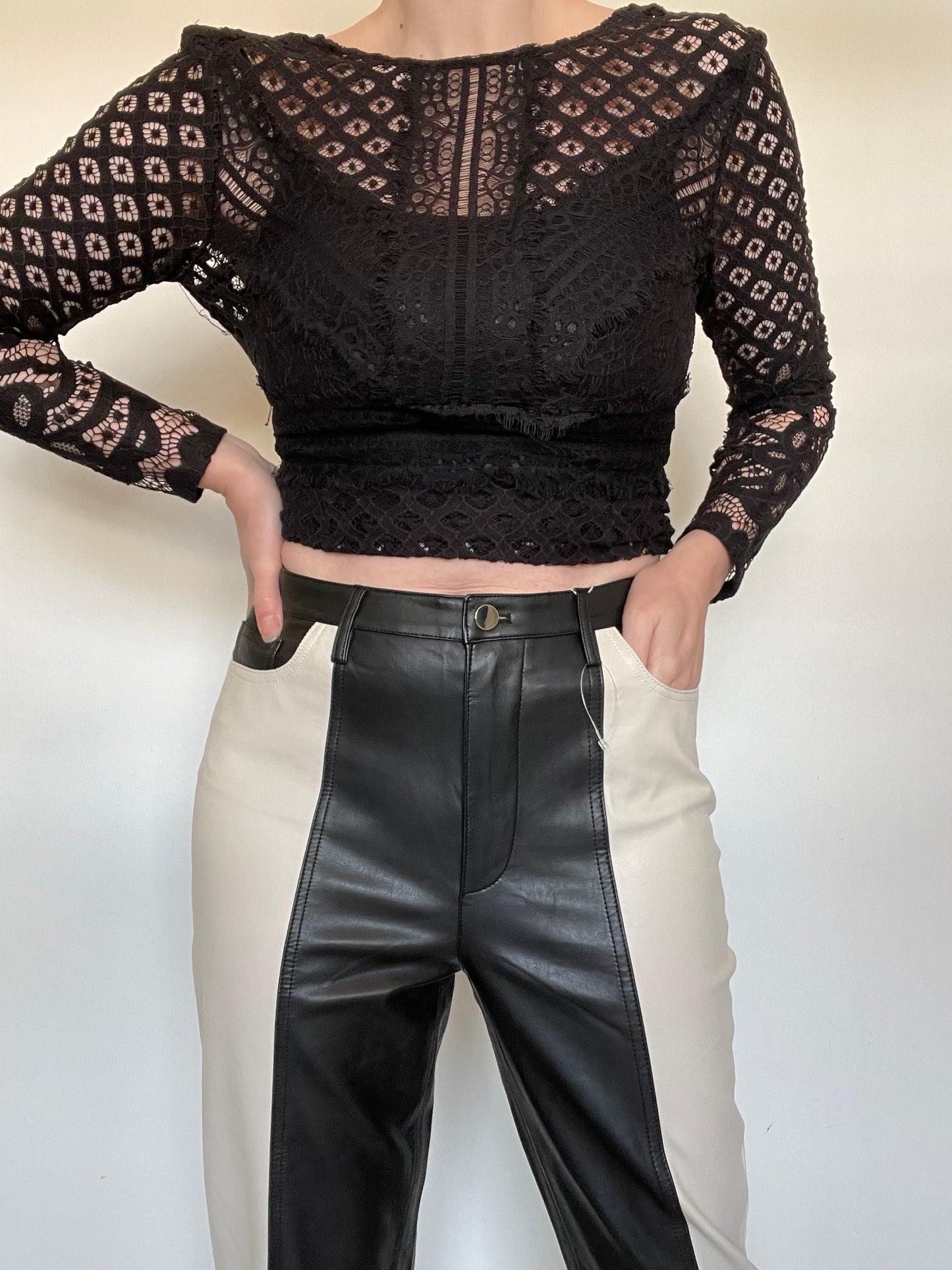 River Island Faux Leather Trousers - Size 12