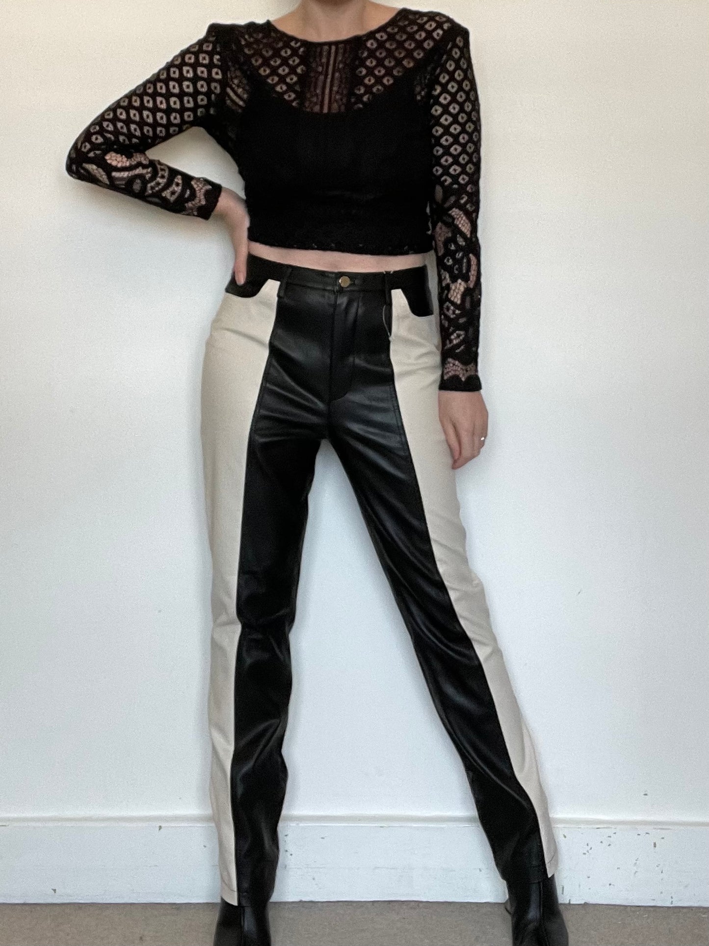 River Island Faux Leather Trousers - Size 12