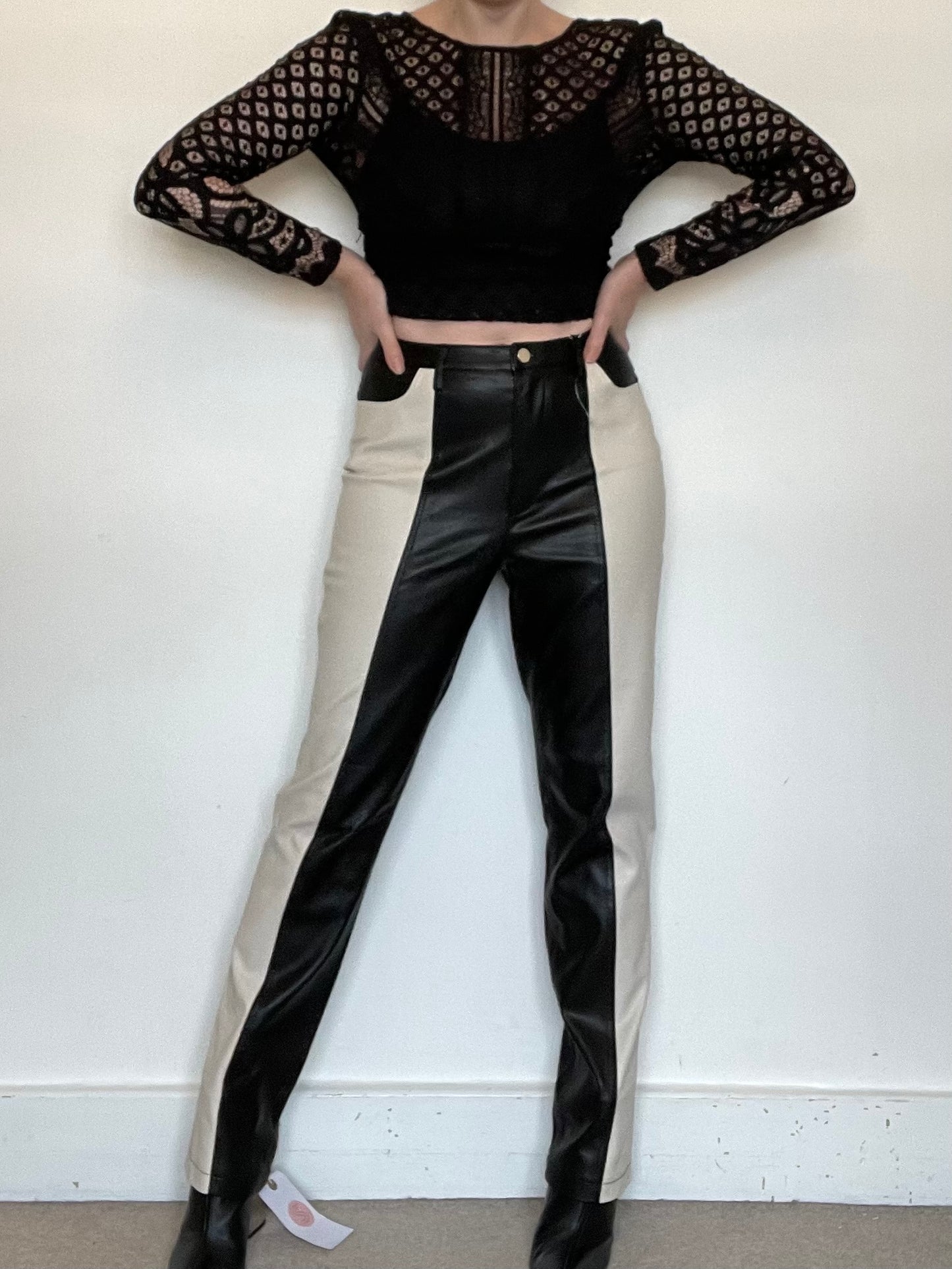 River Island Faux Leather Trousers - Size 12