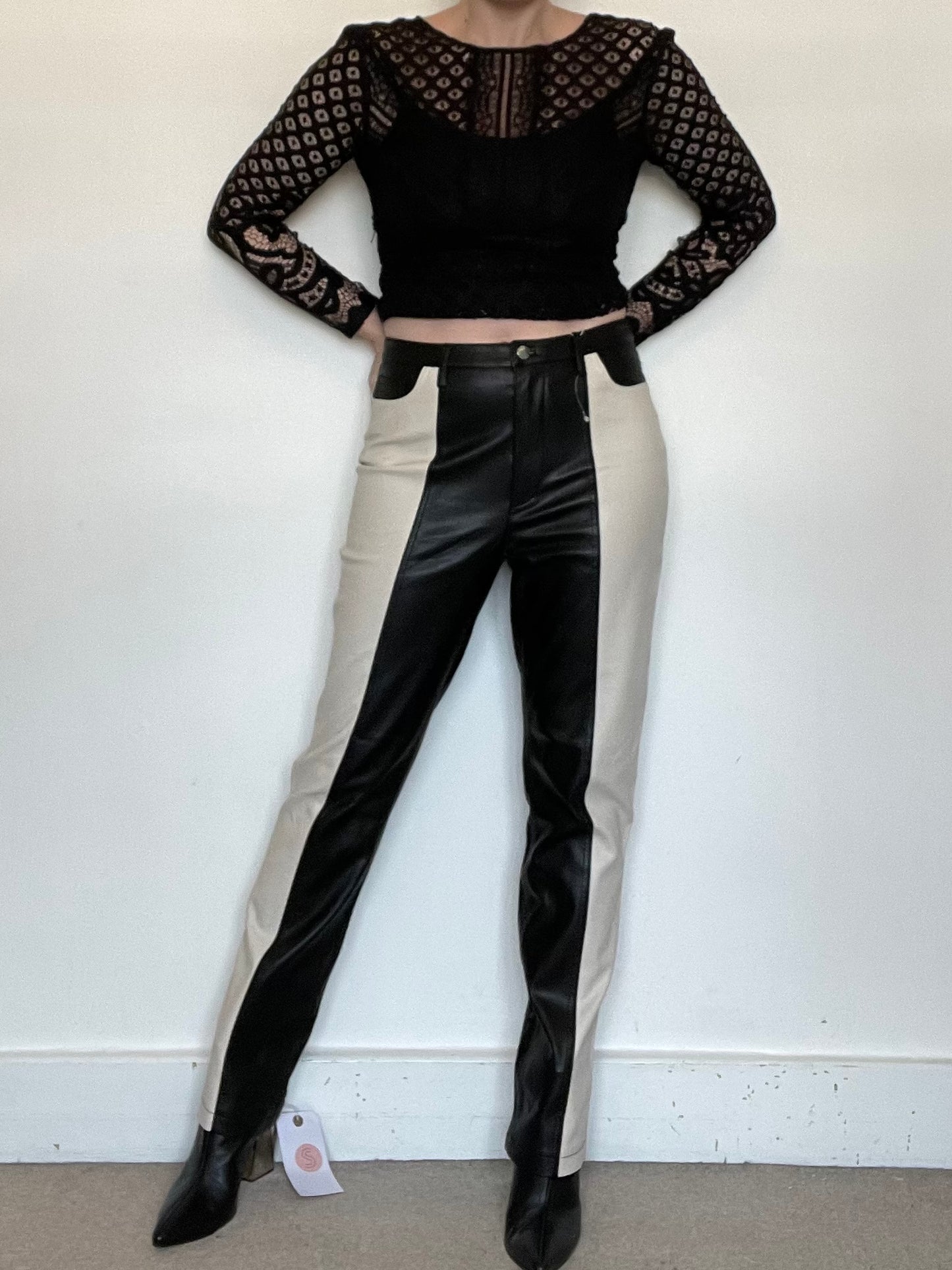 River Island Faux Leather Trousers - Size 12