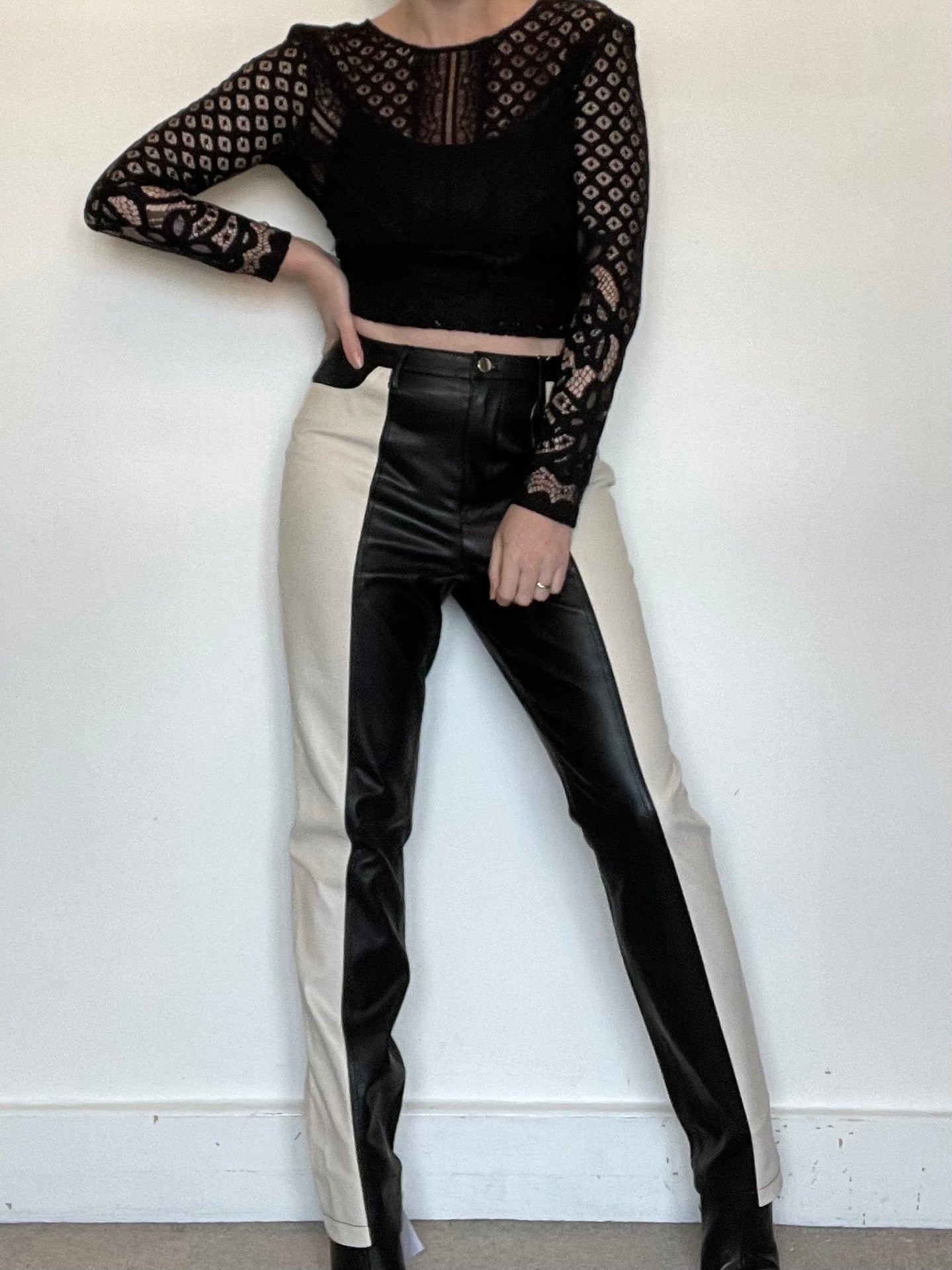 River Island Faux Leather Trousers - Size 12