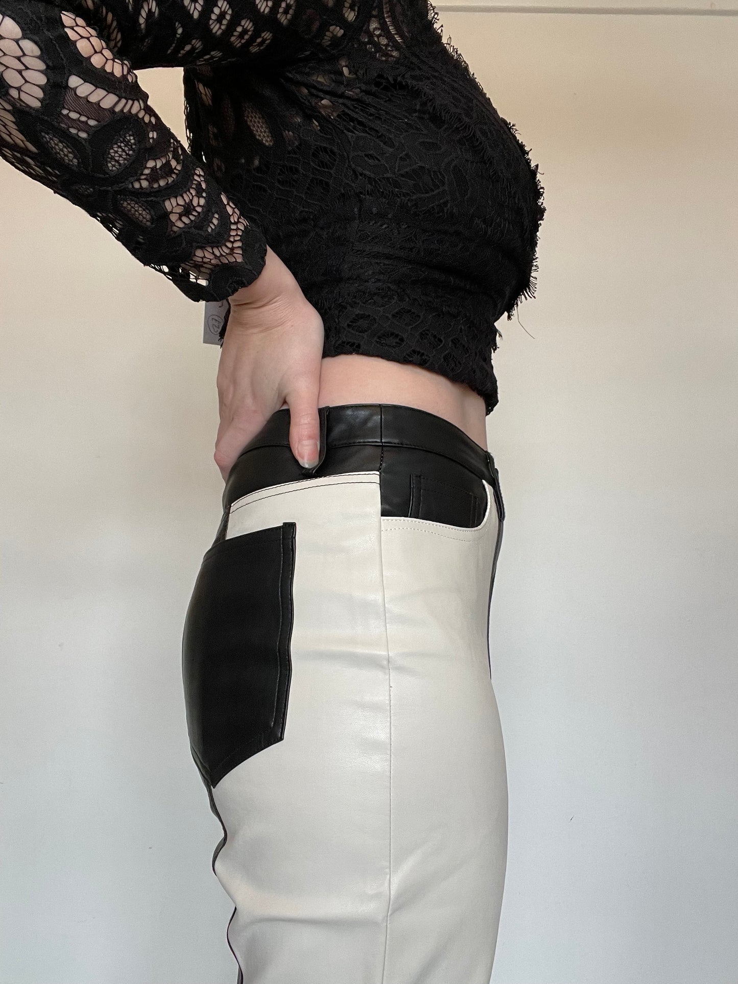 River Island Faux Leather Trousers - Size 12