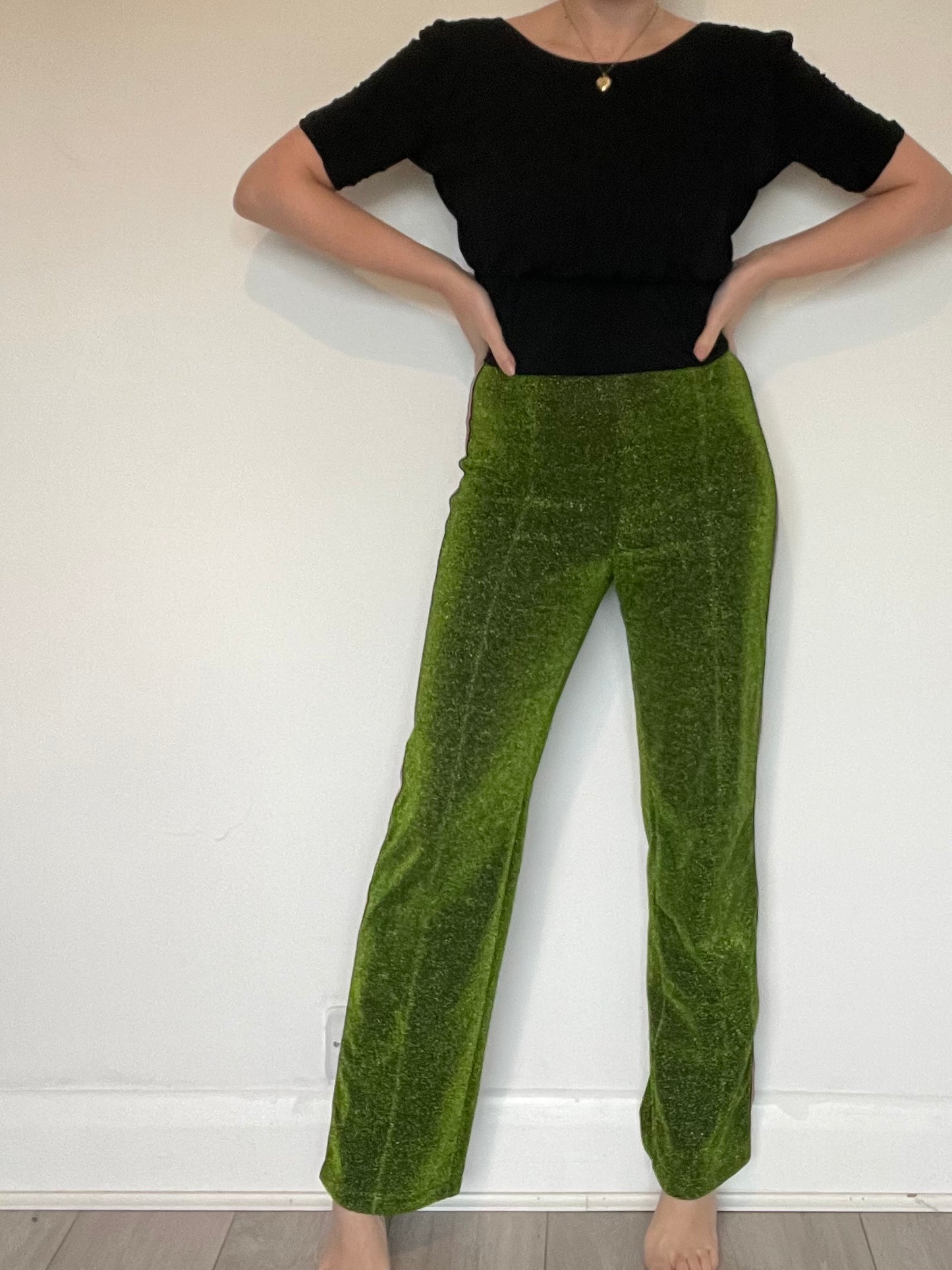 Green Glitter Trousers - Size 8