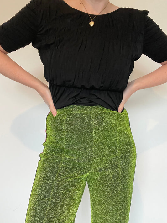 Green Glitter Trousers - Size 8