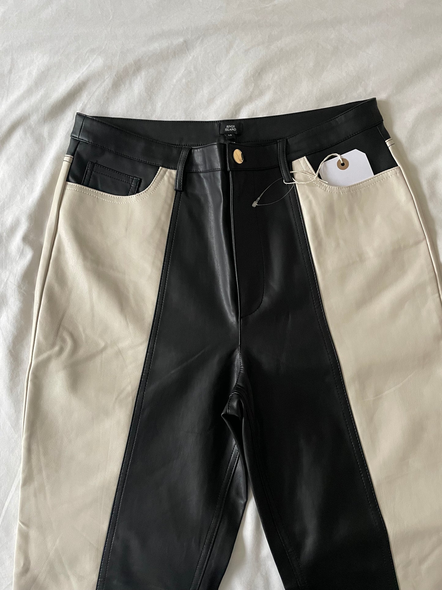 River Island Faux Leather Trousers - Size 12