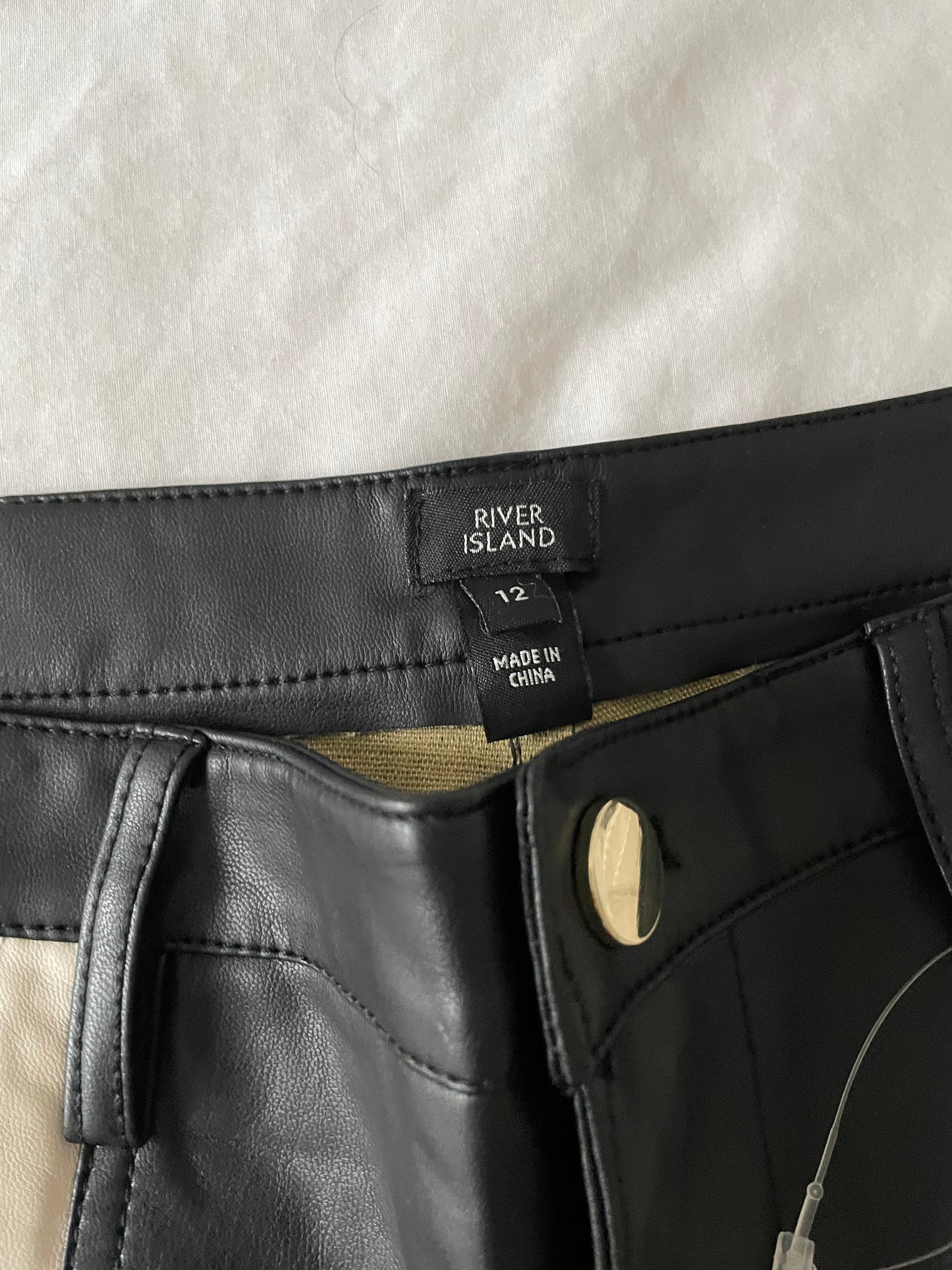 River Island Faux Leather Trousers - Size 12