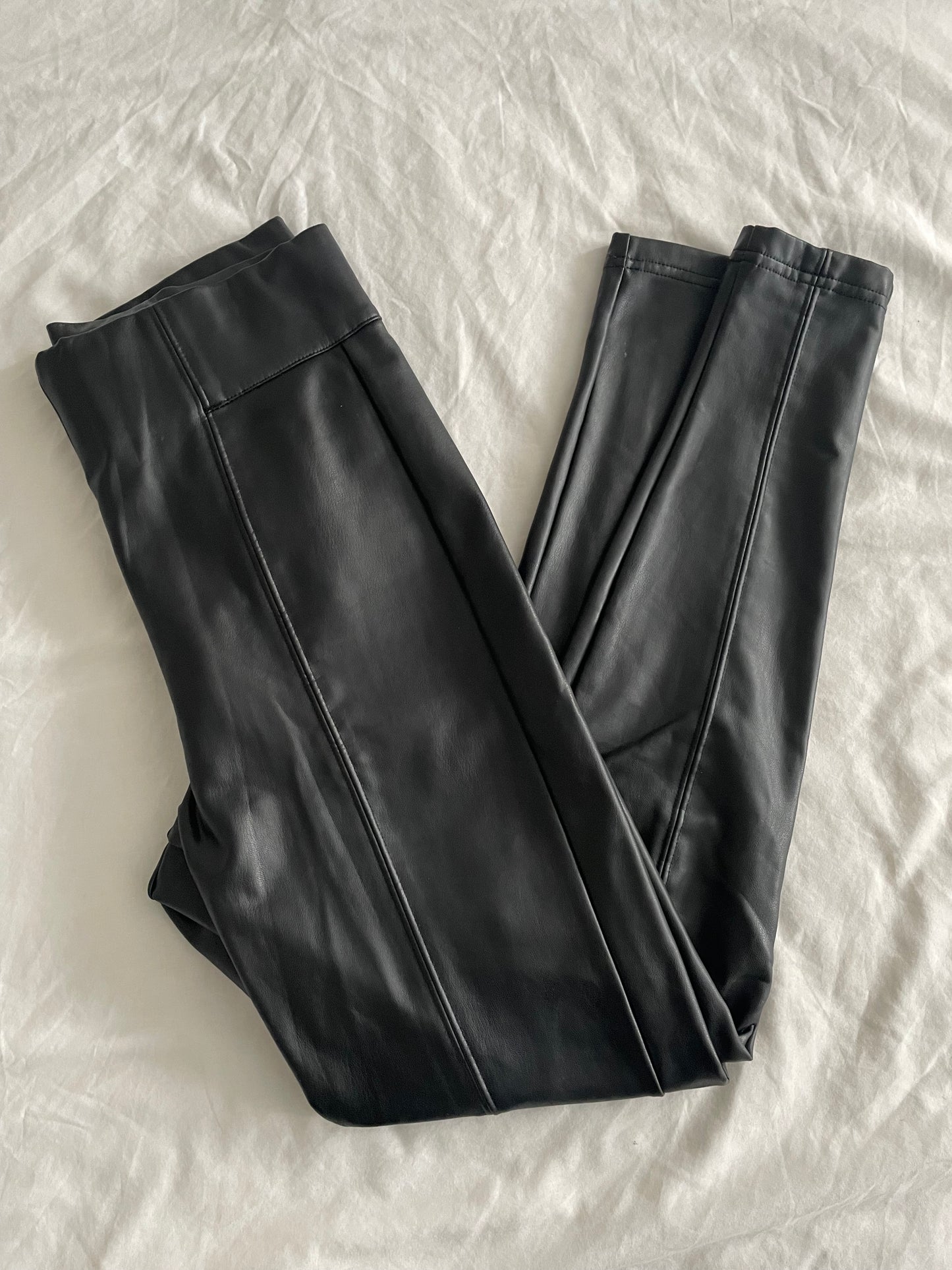 M&S Faux Leather Leggings - Size 8