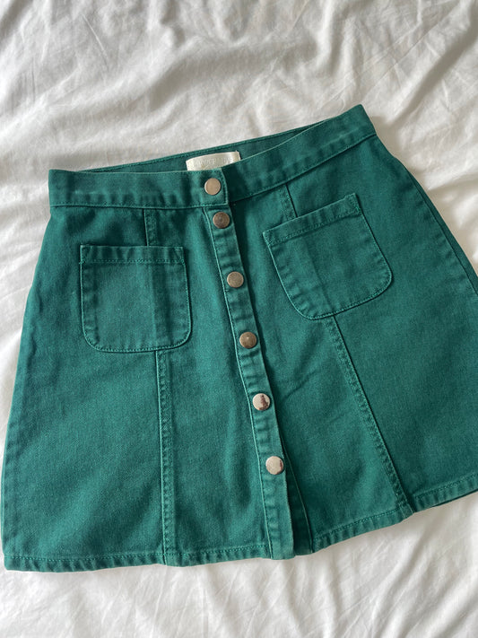 Green Denim Skirt - Size S
