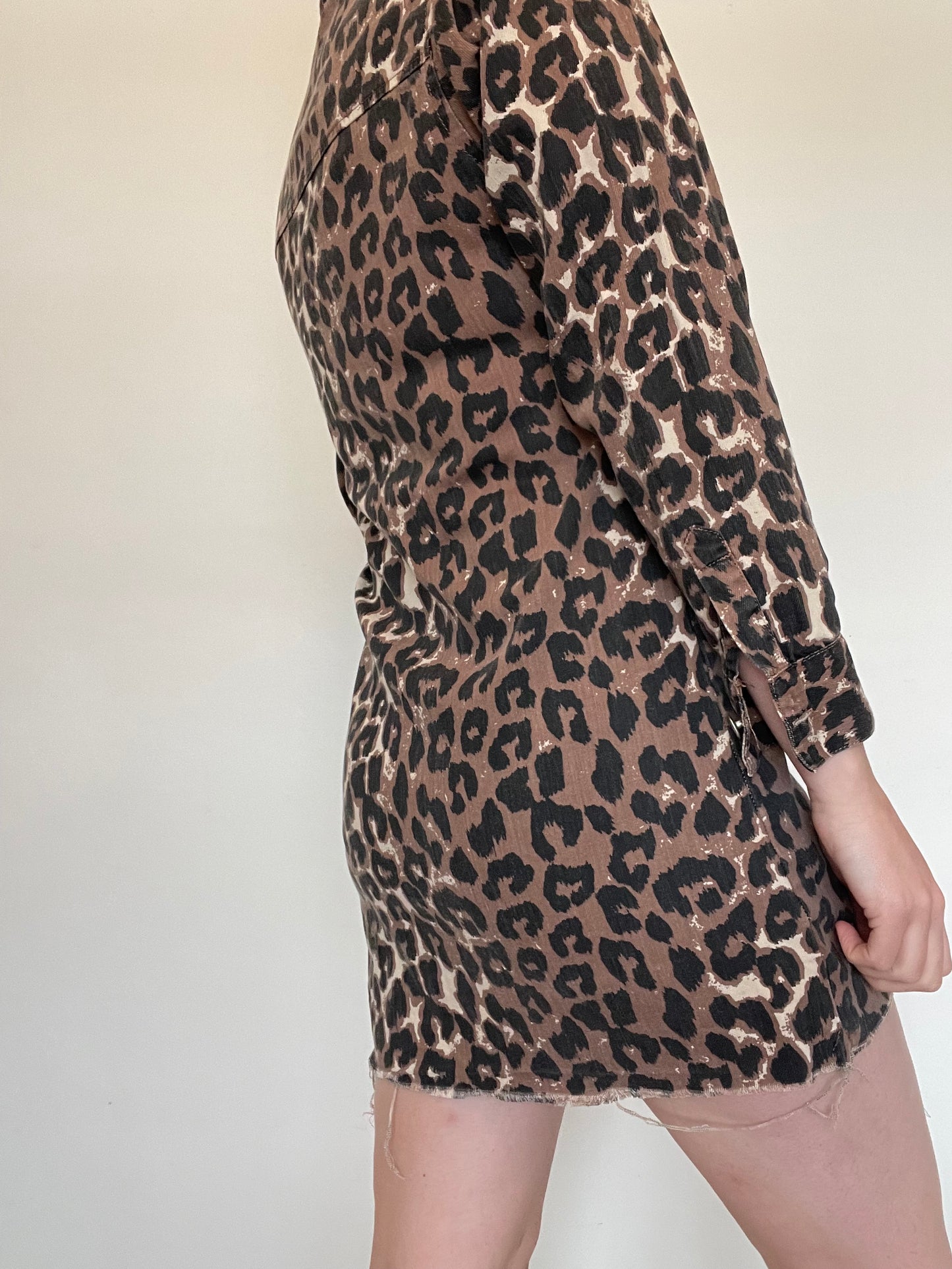 Next Leopard Denim Dress - Size 8