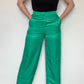 Zara Green Satin Trousers - Size Small