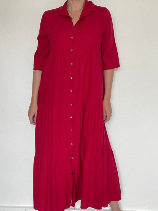 Linen Midi Dress - Size 12