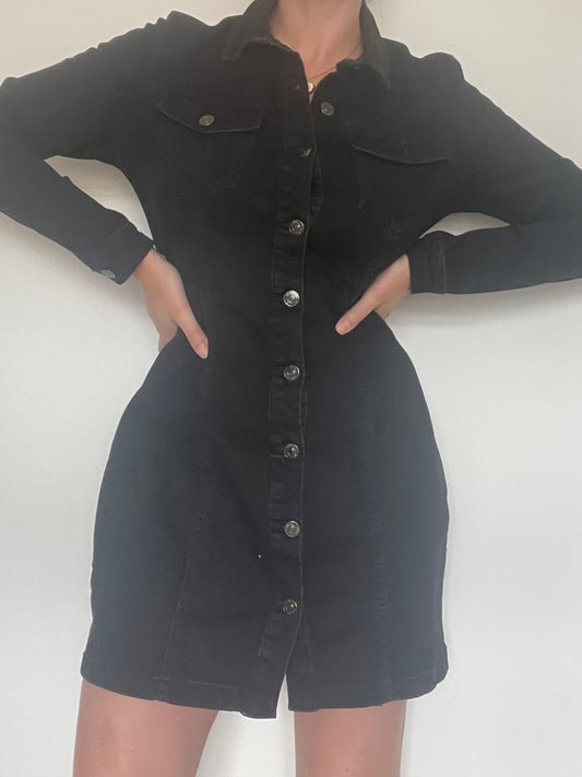 Black Denim Dress - Size 14