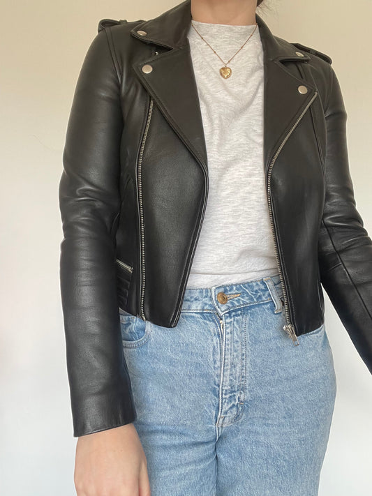 Maje Leather Jacket RRP £449 - Size 8