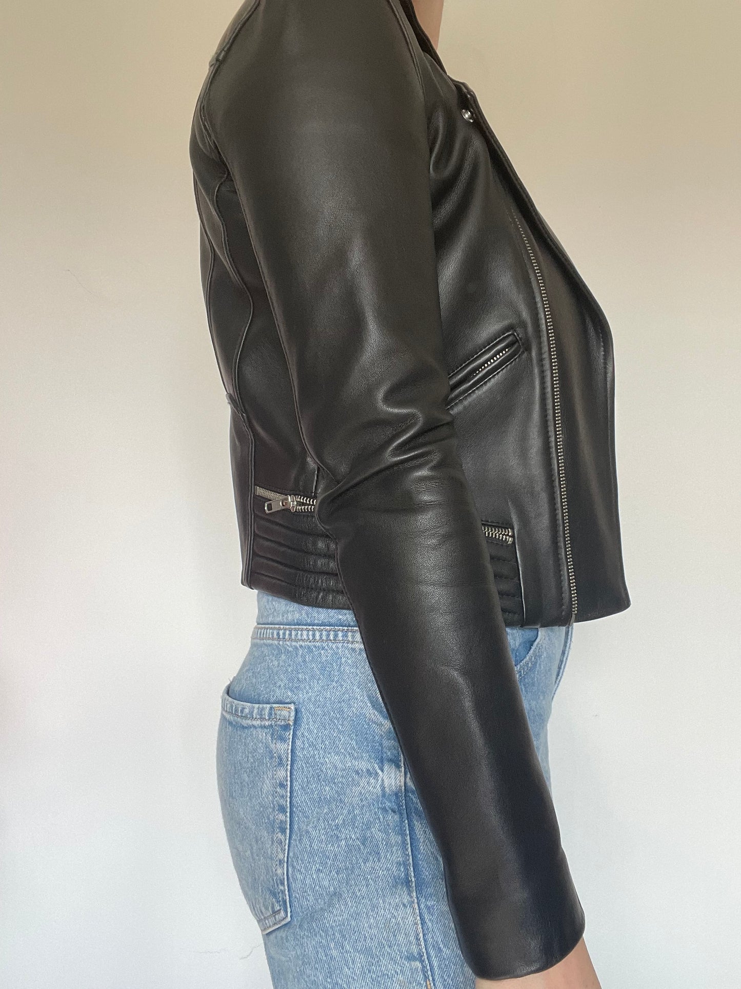 Maje Leather Jacket RRP £449 - Size 8
