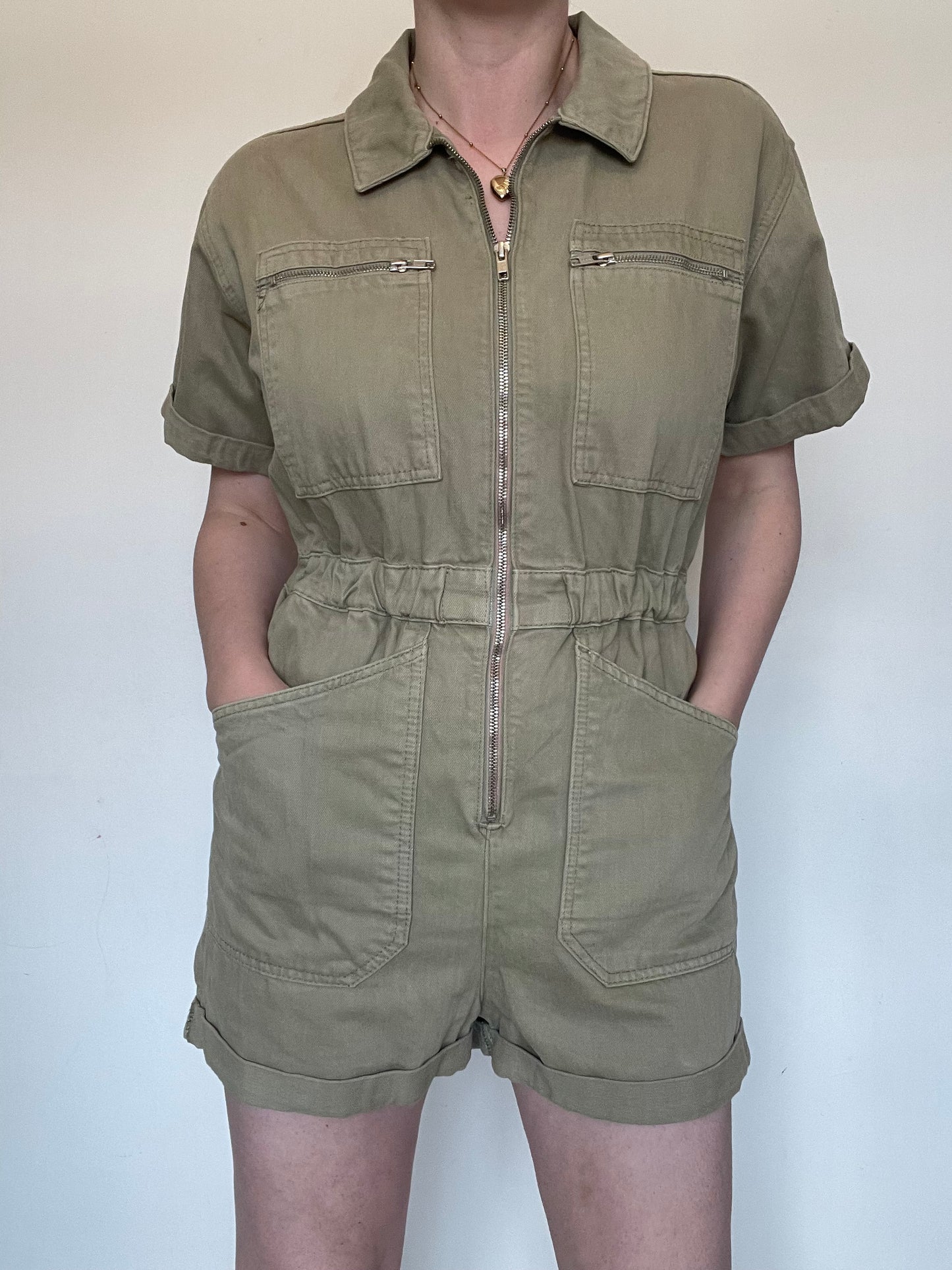 Topshop Denim Playsuit - Size 10
