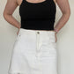 White Denim Mini Skirt - Size L